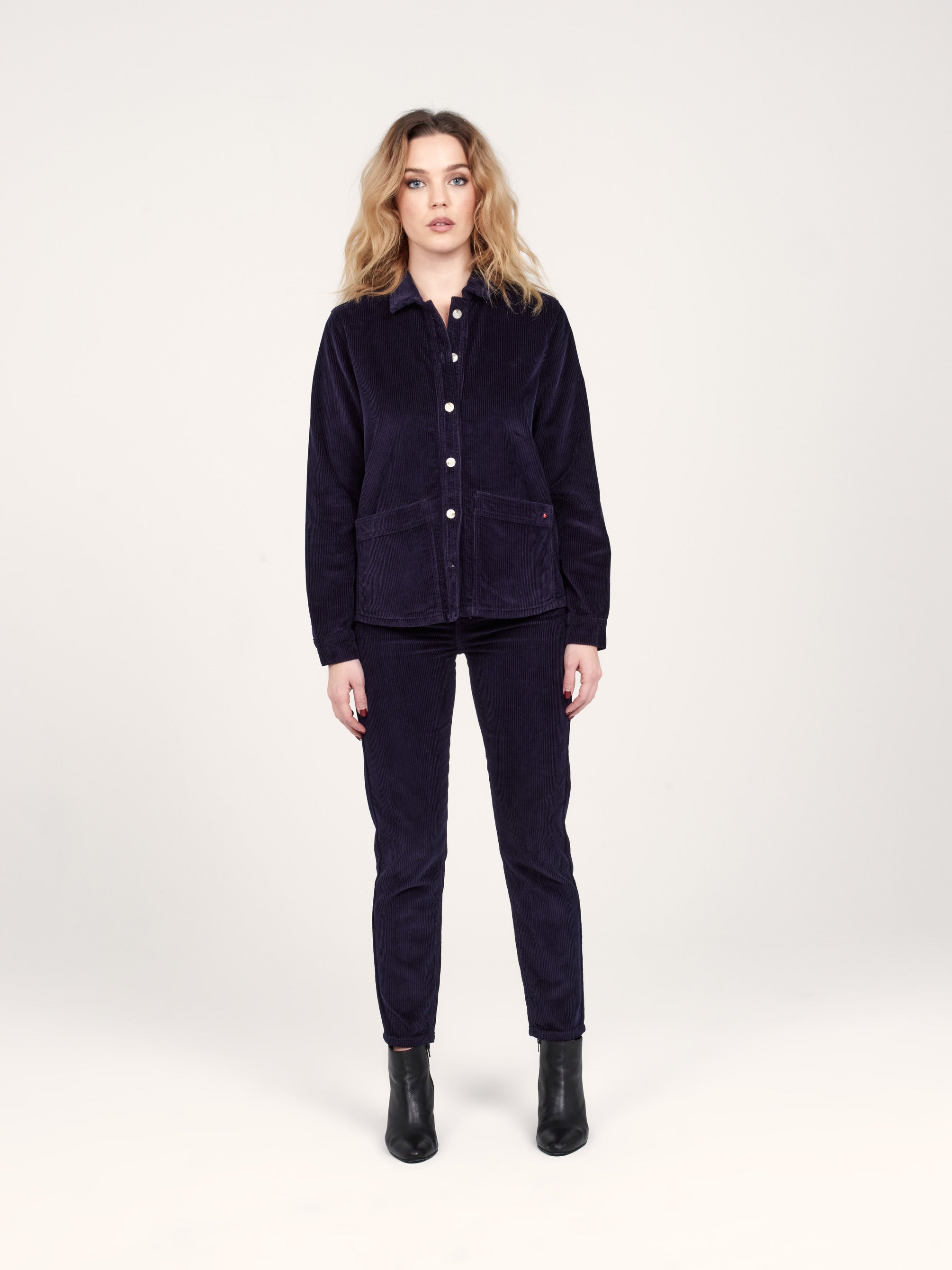 VIVIAN Navy Blue Velvet Jacket