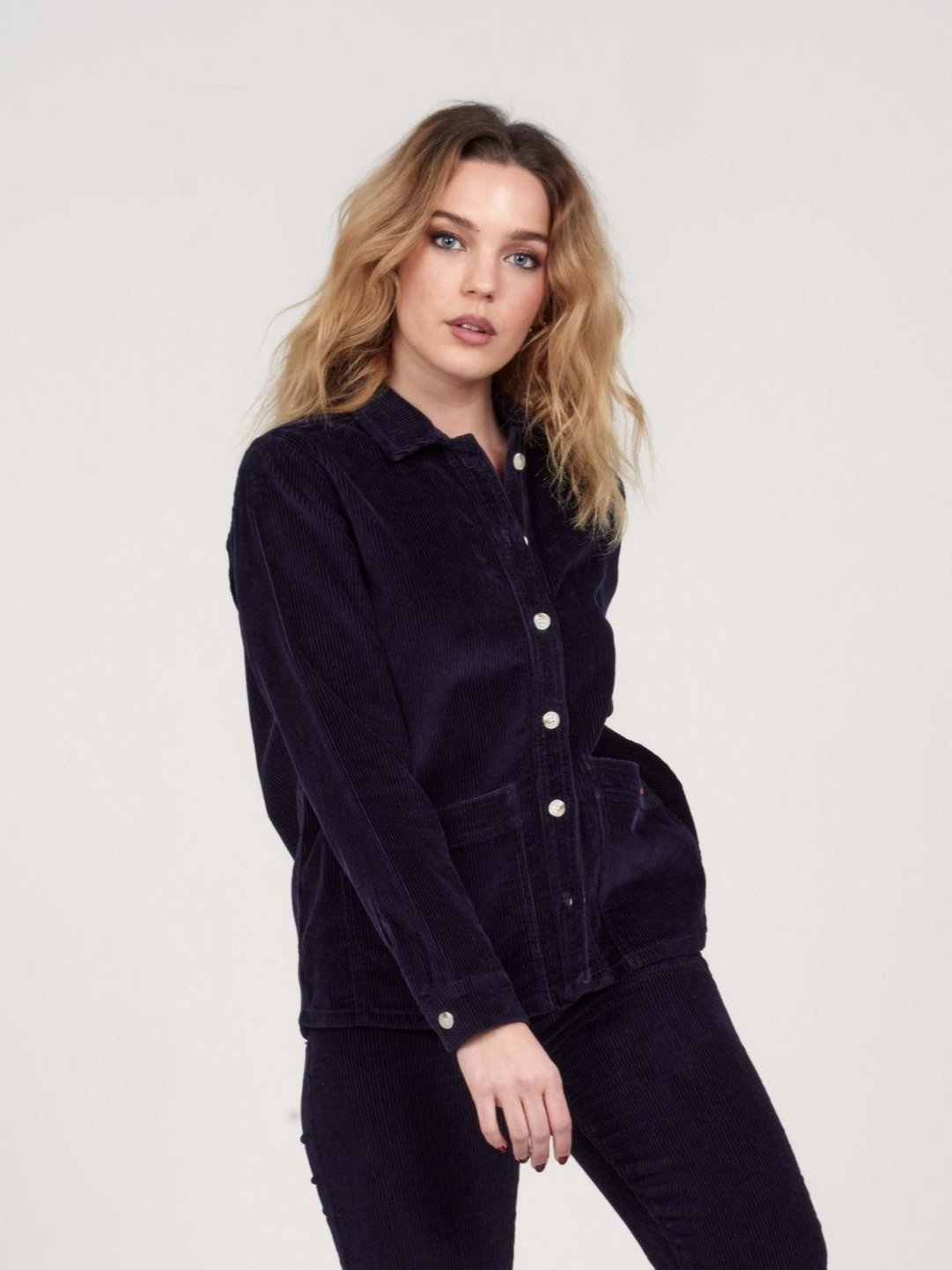 VIVIAN Navy Blue Velvet Jacket