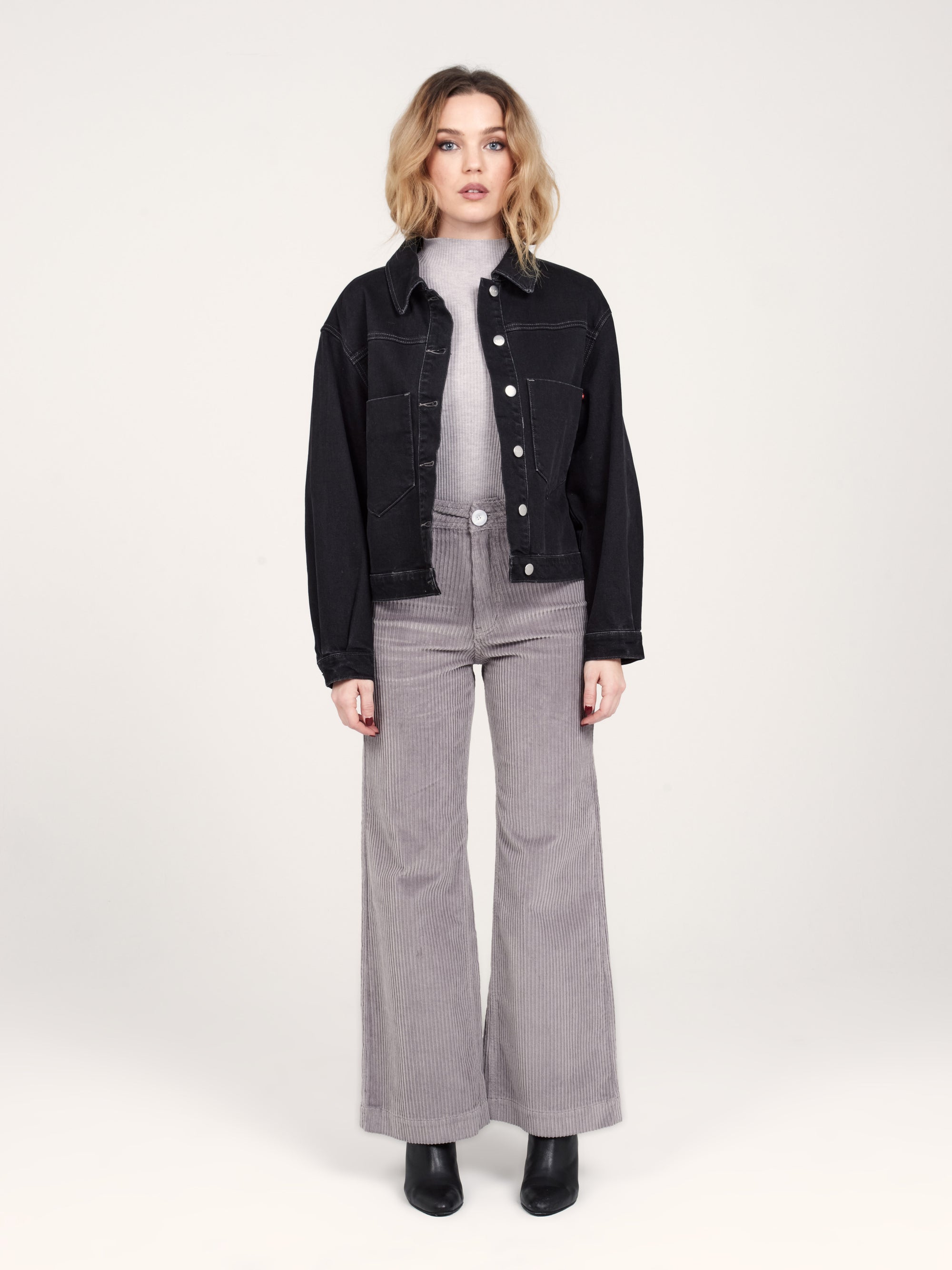 VICKY oversized black denim jacket