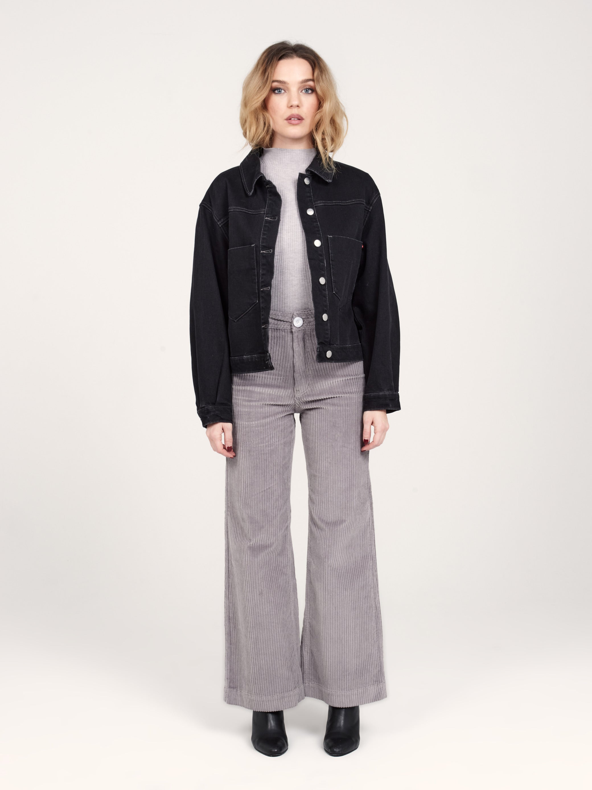 VICKY oversized black denim jacket