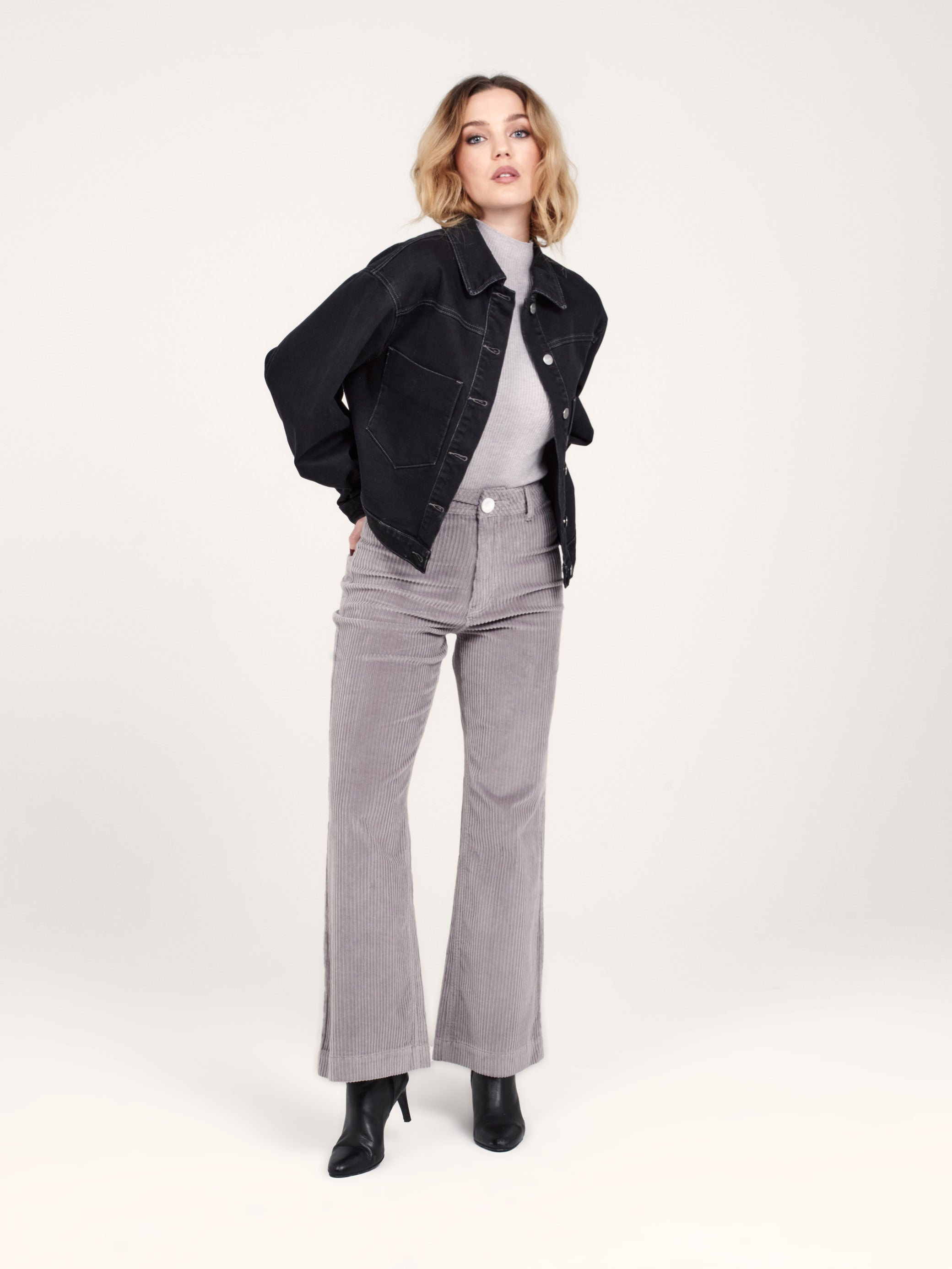 VICKY oversized black denim jacket