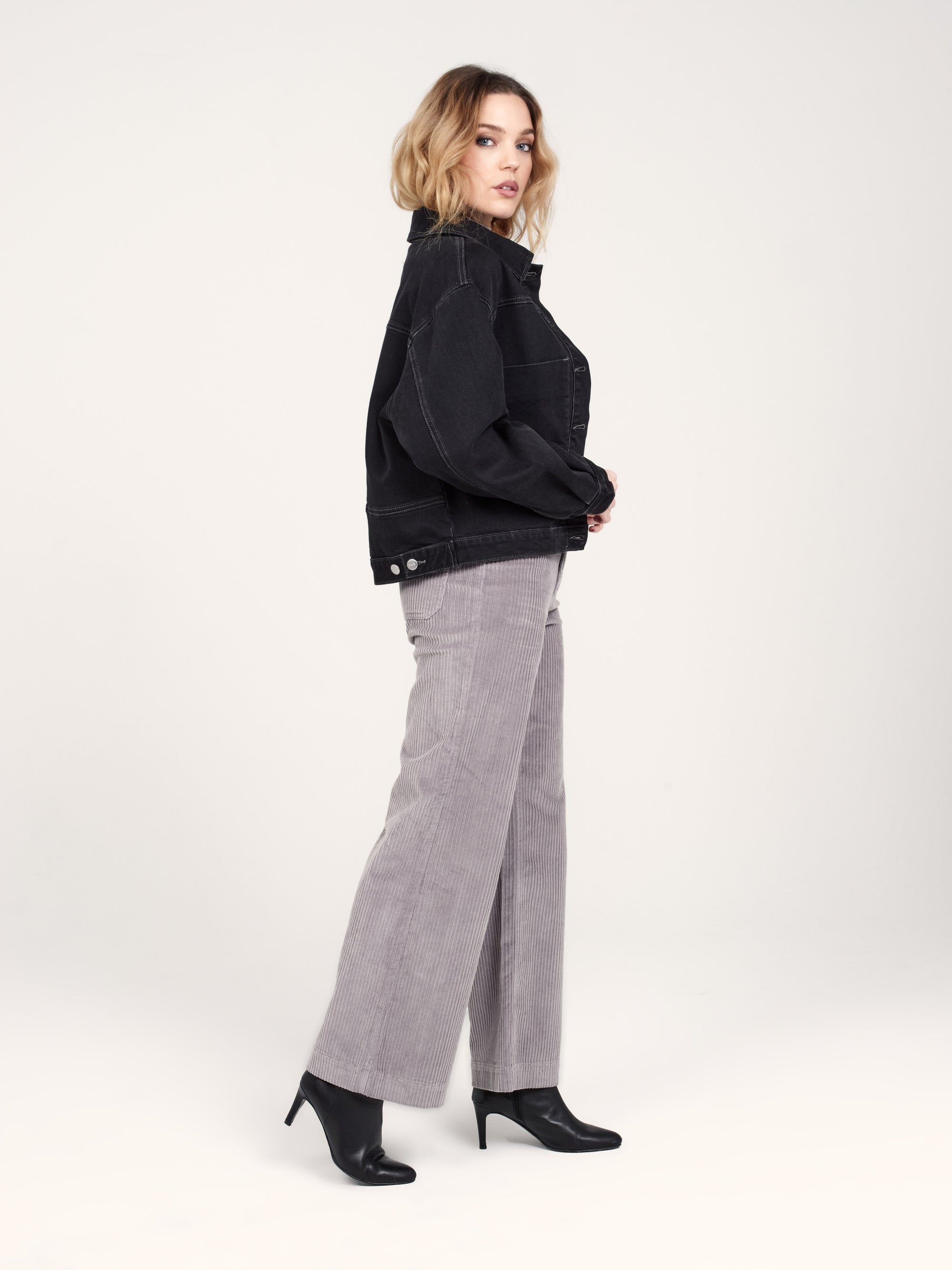 VICKY oversized black denim jacket