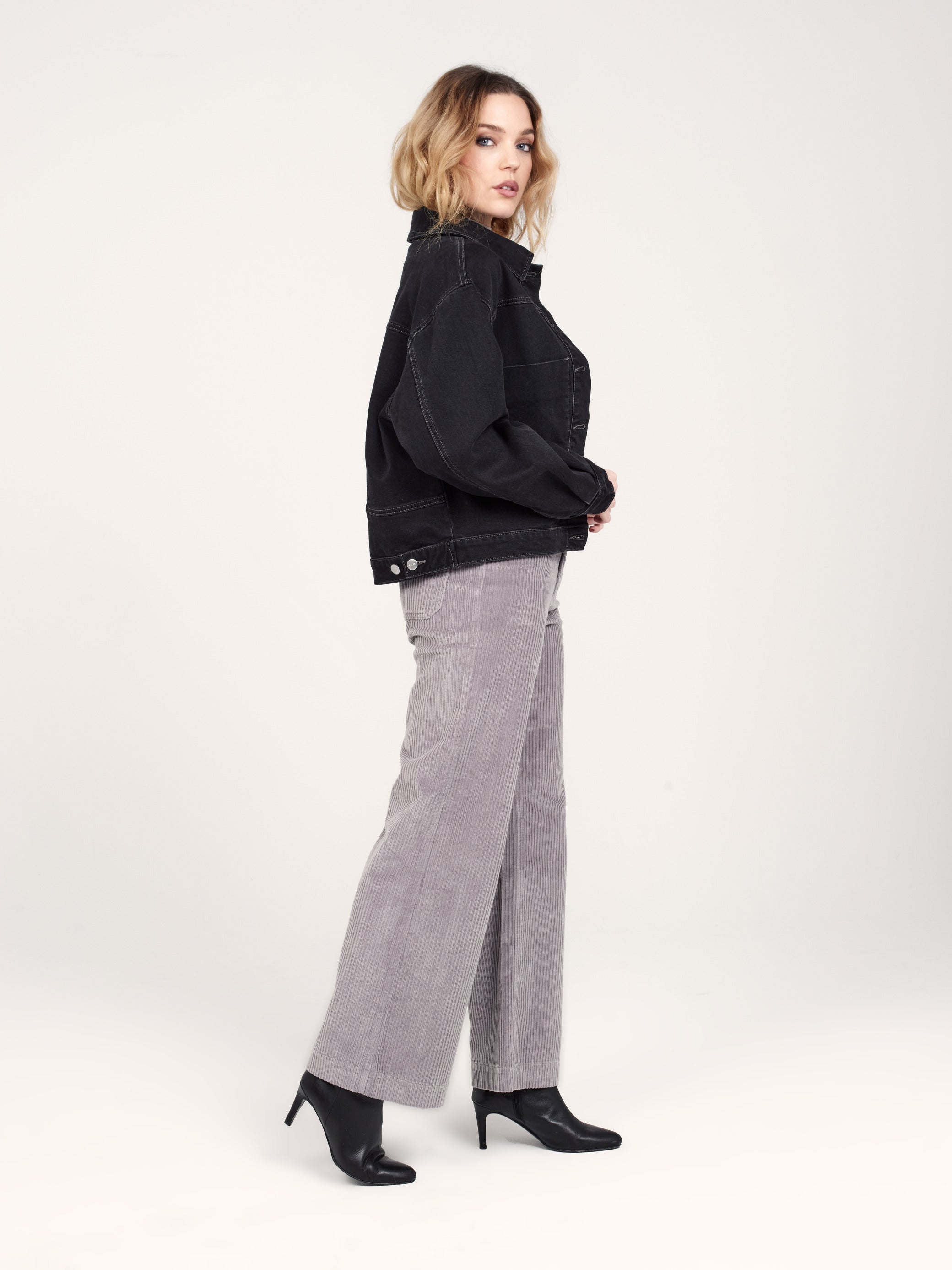 VICKY oversized black denim jacket