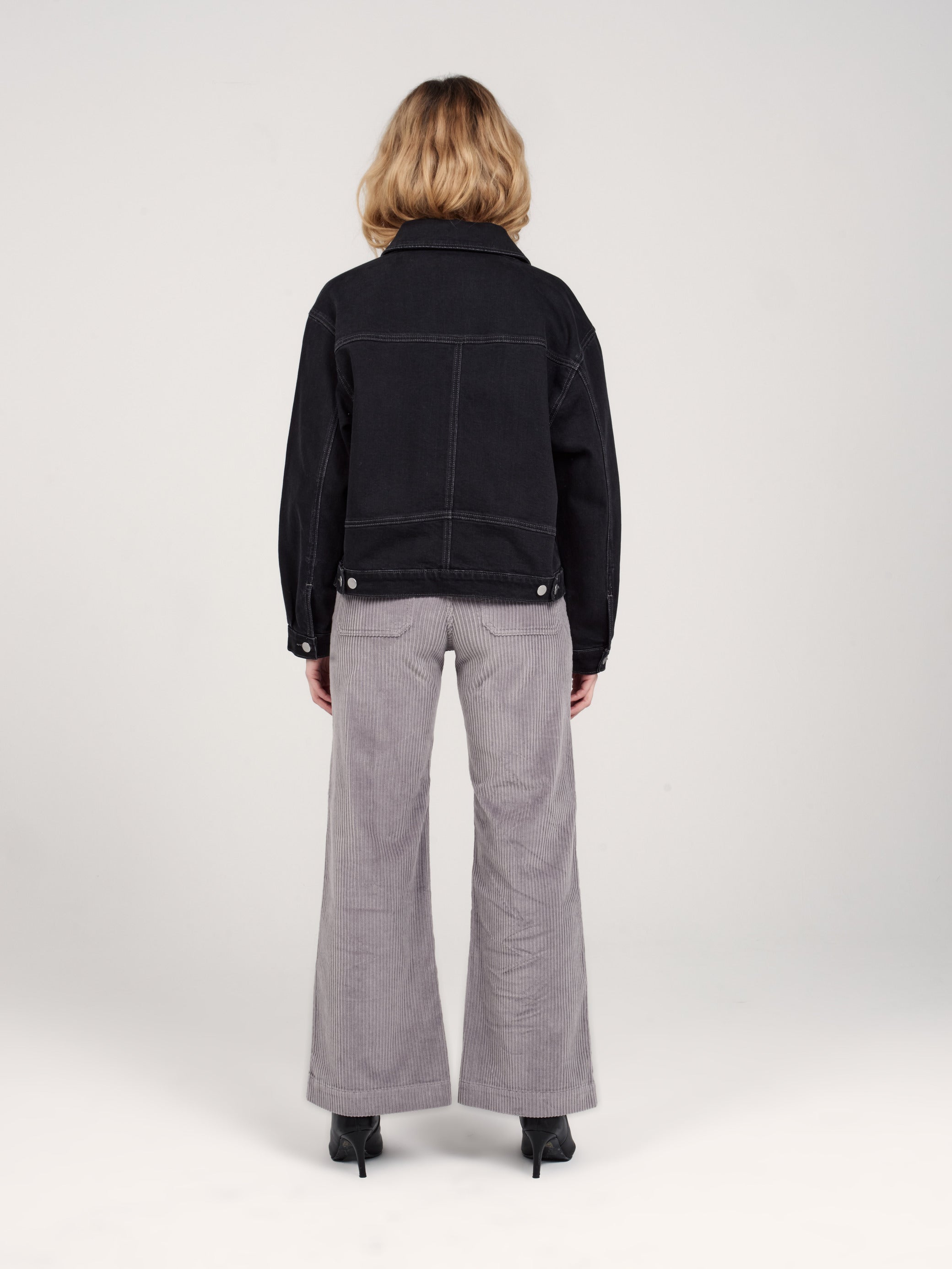 VICKY oversized black denim jacket