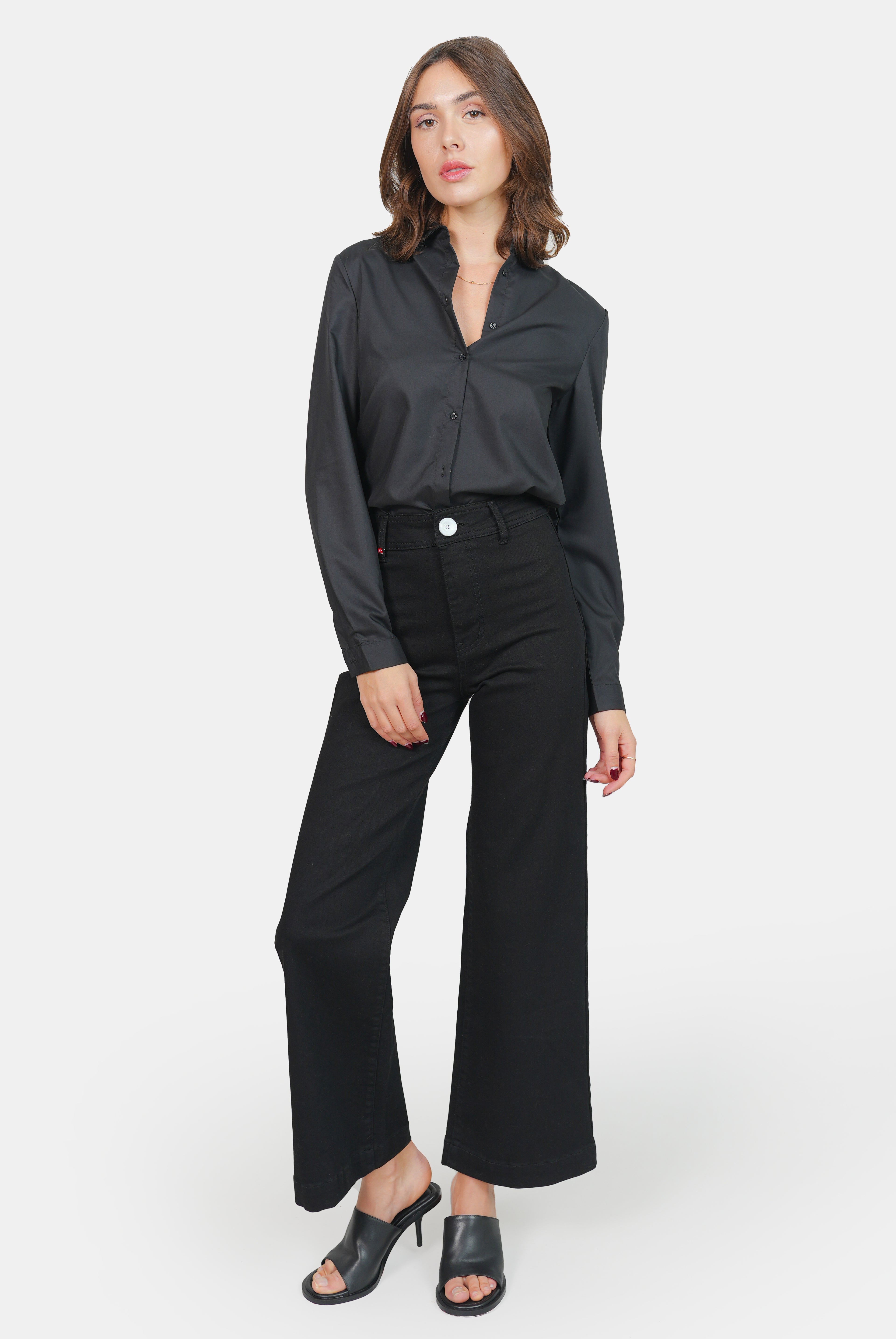 Chemise unie noir HELENE