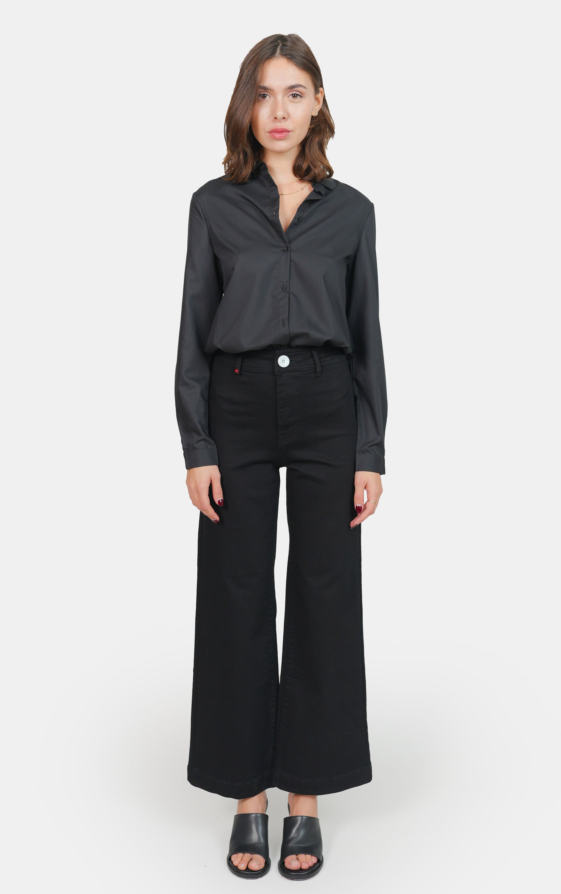 Jean évasé taille haute noir FAUVE
