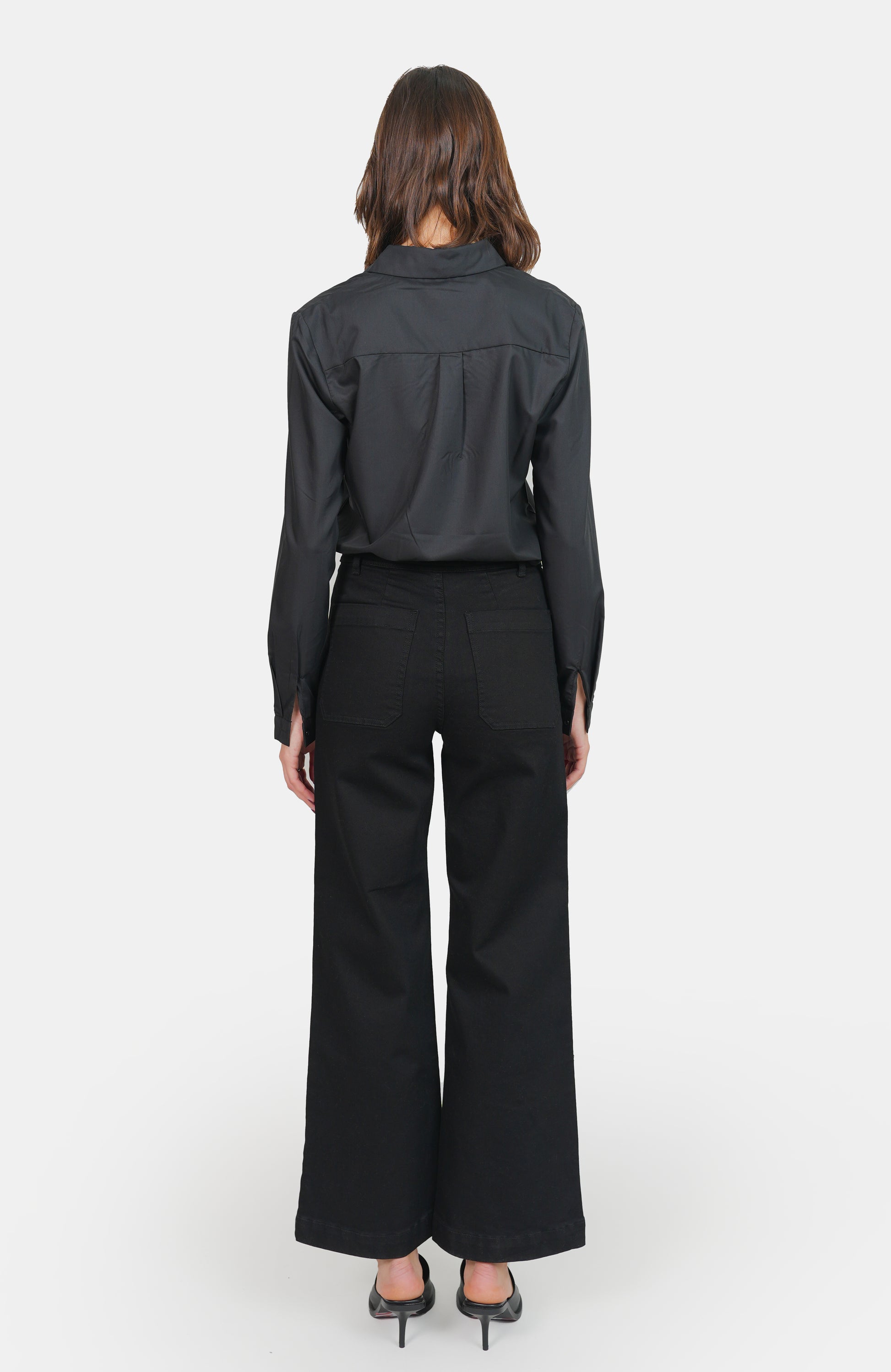 Jean évasé taille haute noir FAUVE