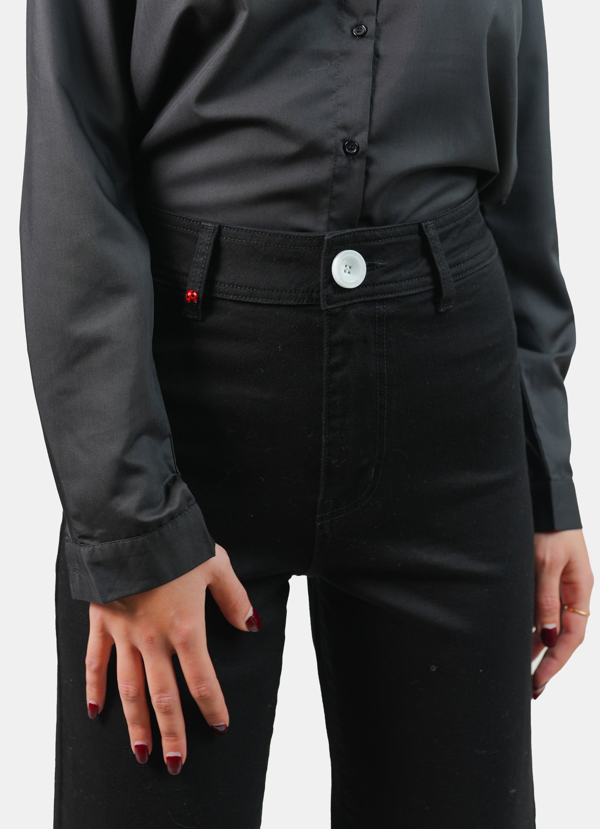 Jean évasé taille haute noir FAUVE