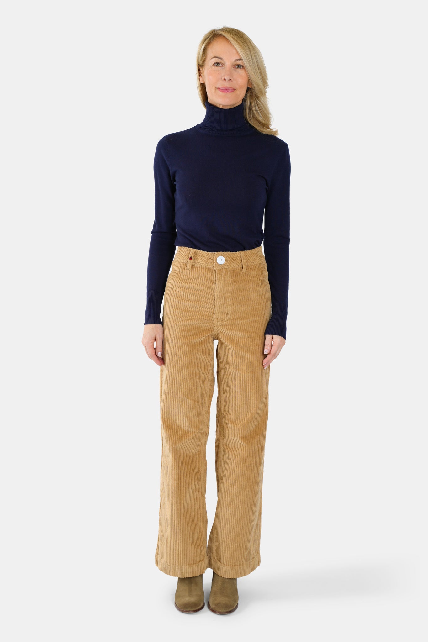 Pantalon évasé en velours camel FAUVE