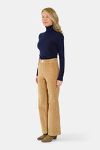 Flared trousers in camel velvet FAUVE