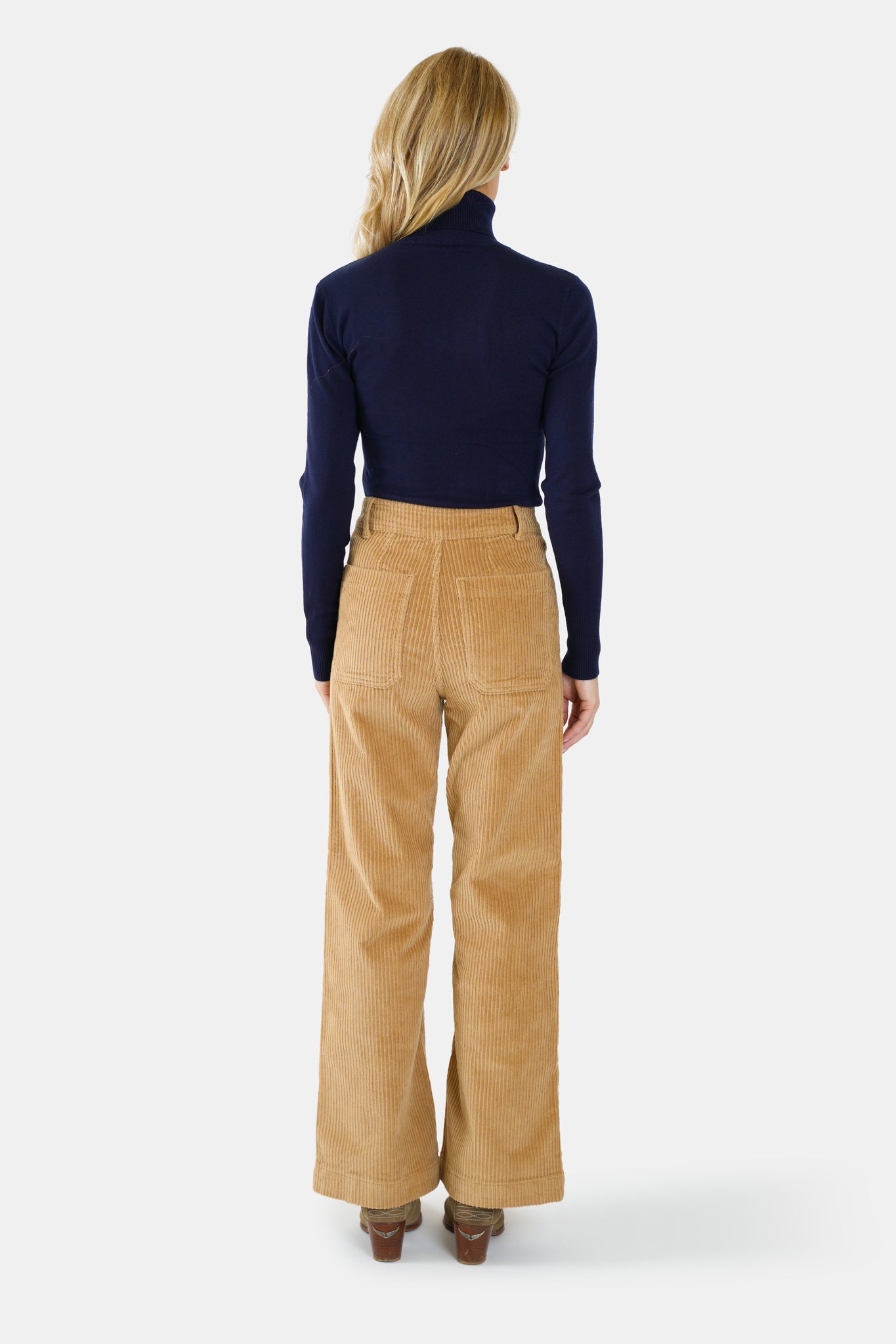 Pantalon évasé en velours camel FAUVE