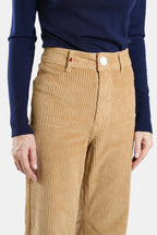 Flared trousers in camel velvet FAUVE