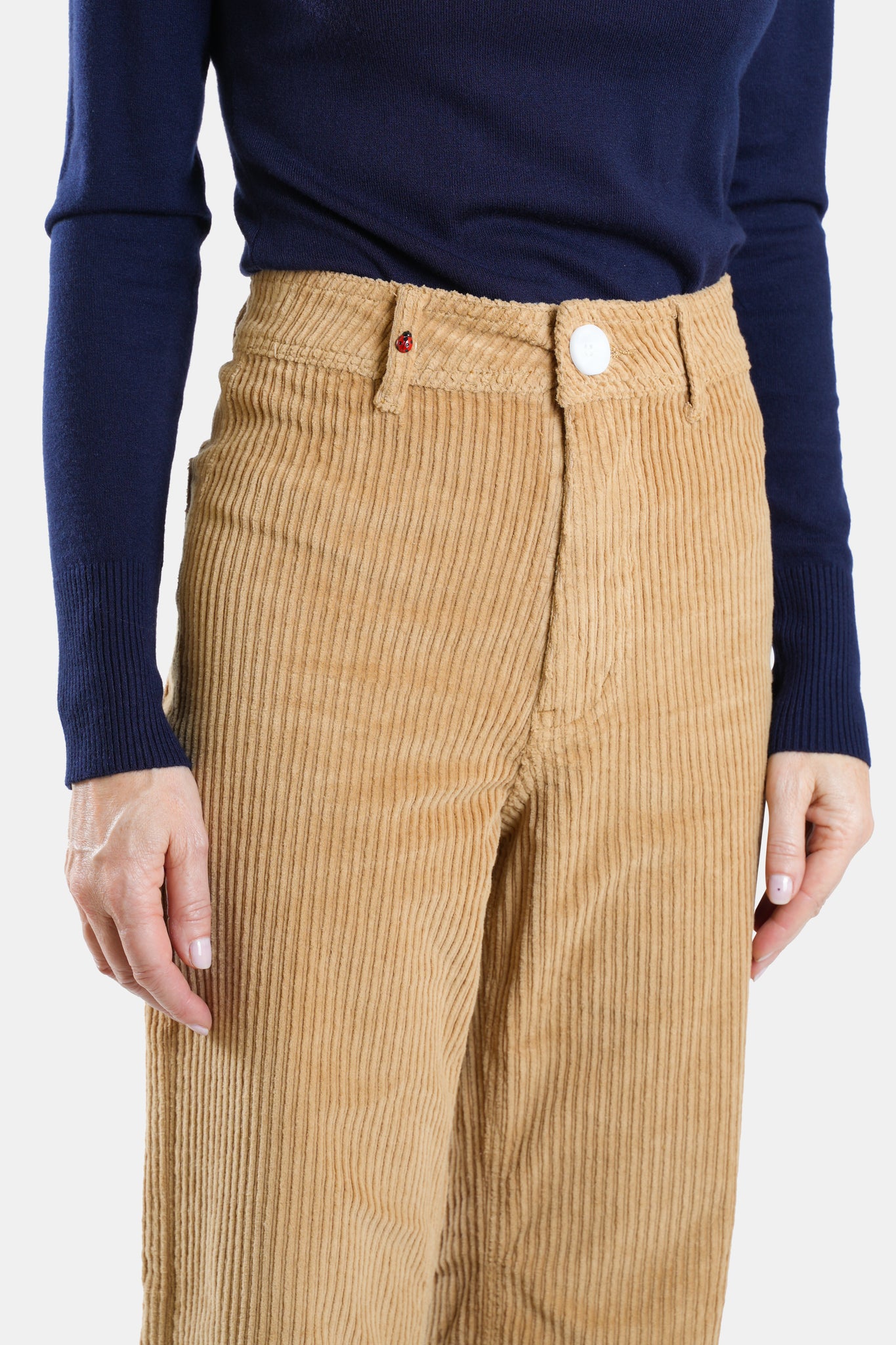 Pantalon évasé en velours camel FAUVE