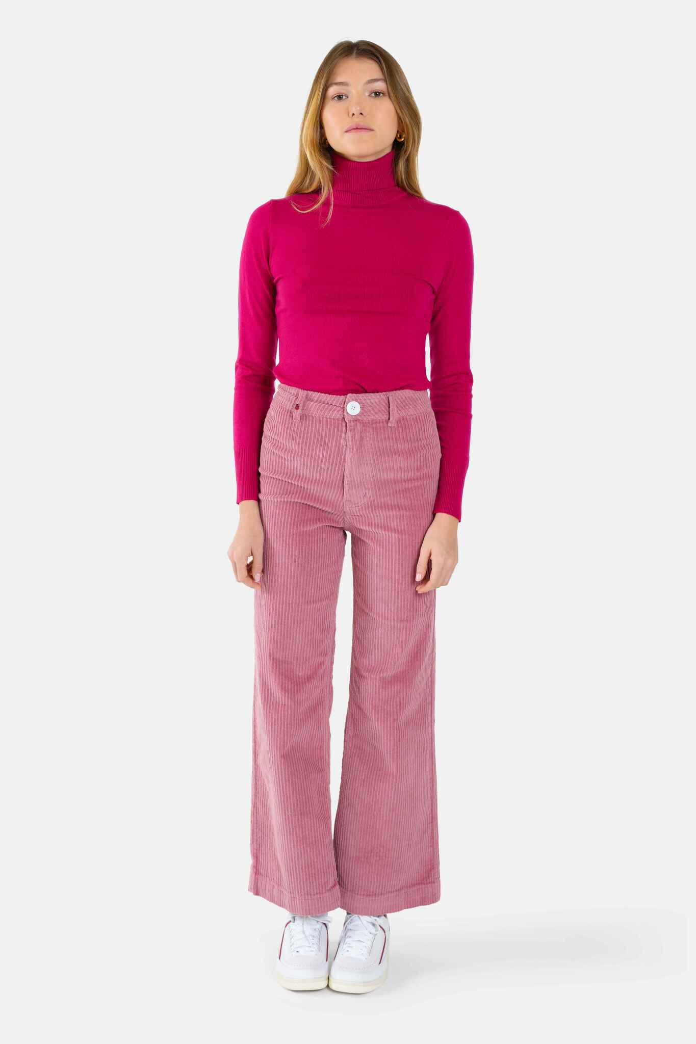 Flared trousers in old pink velvet FAUVE