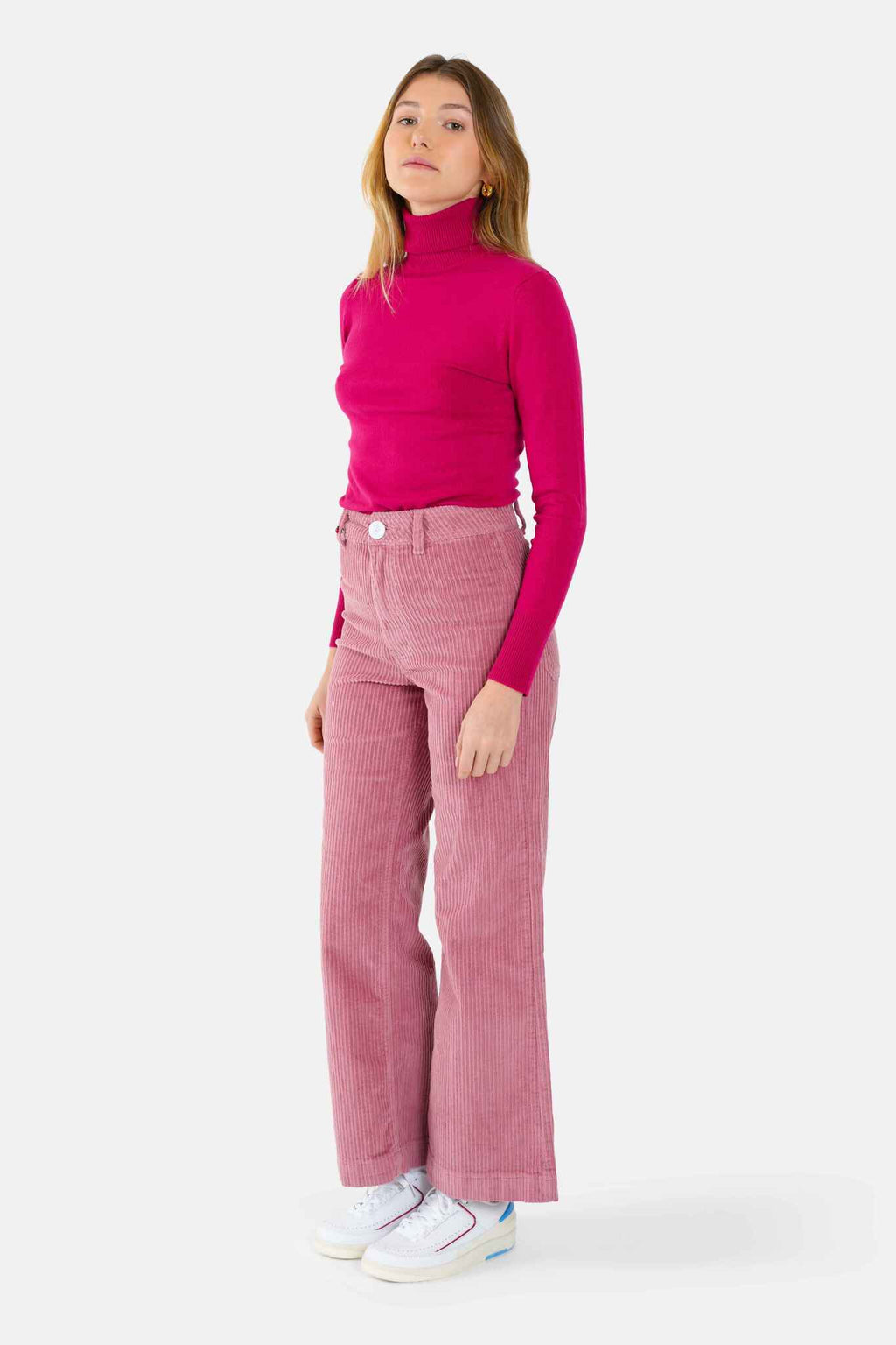 Flared trousers in old pink velvet FAUVE