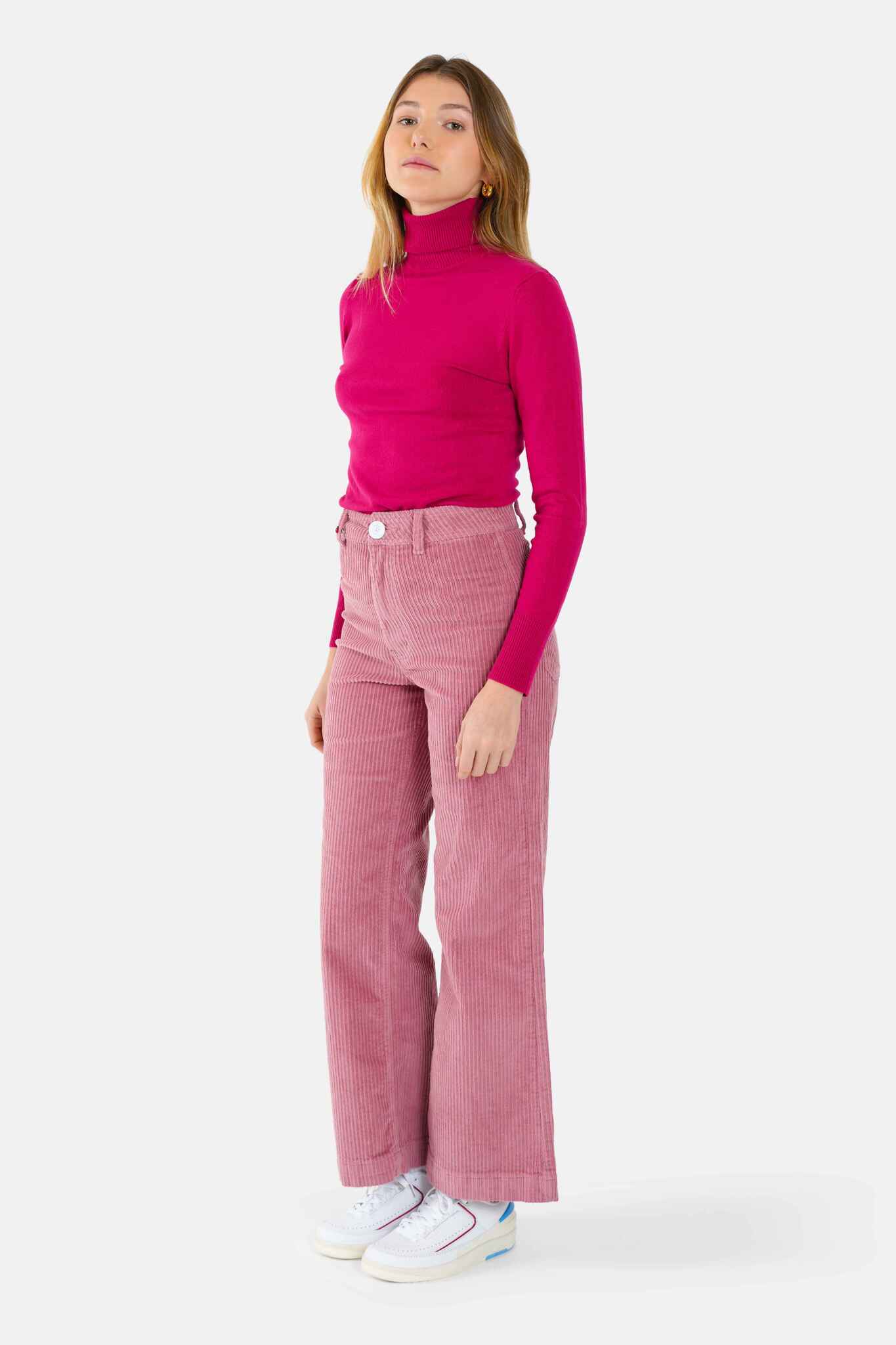 Flared trousers in old pink velvet FAUVE