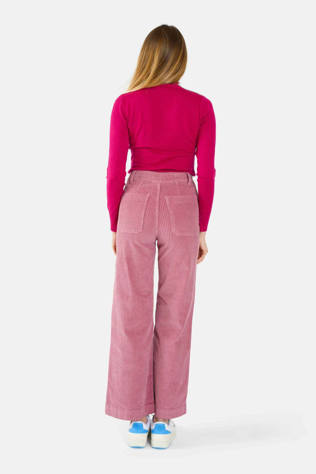 Flared trousers in old pink velvet FAUVE