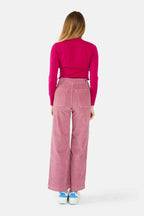 Flared trousers in old pink velvet FAUVE