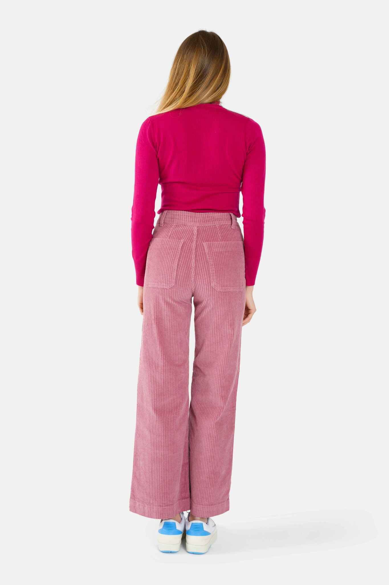 Flared trousers in old pink velvet FAUVE