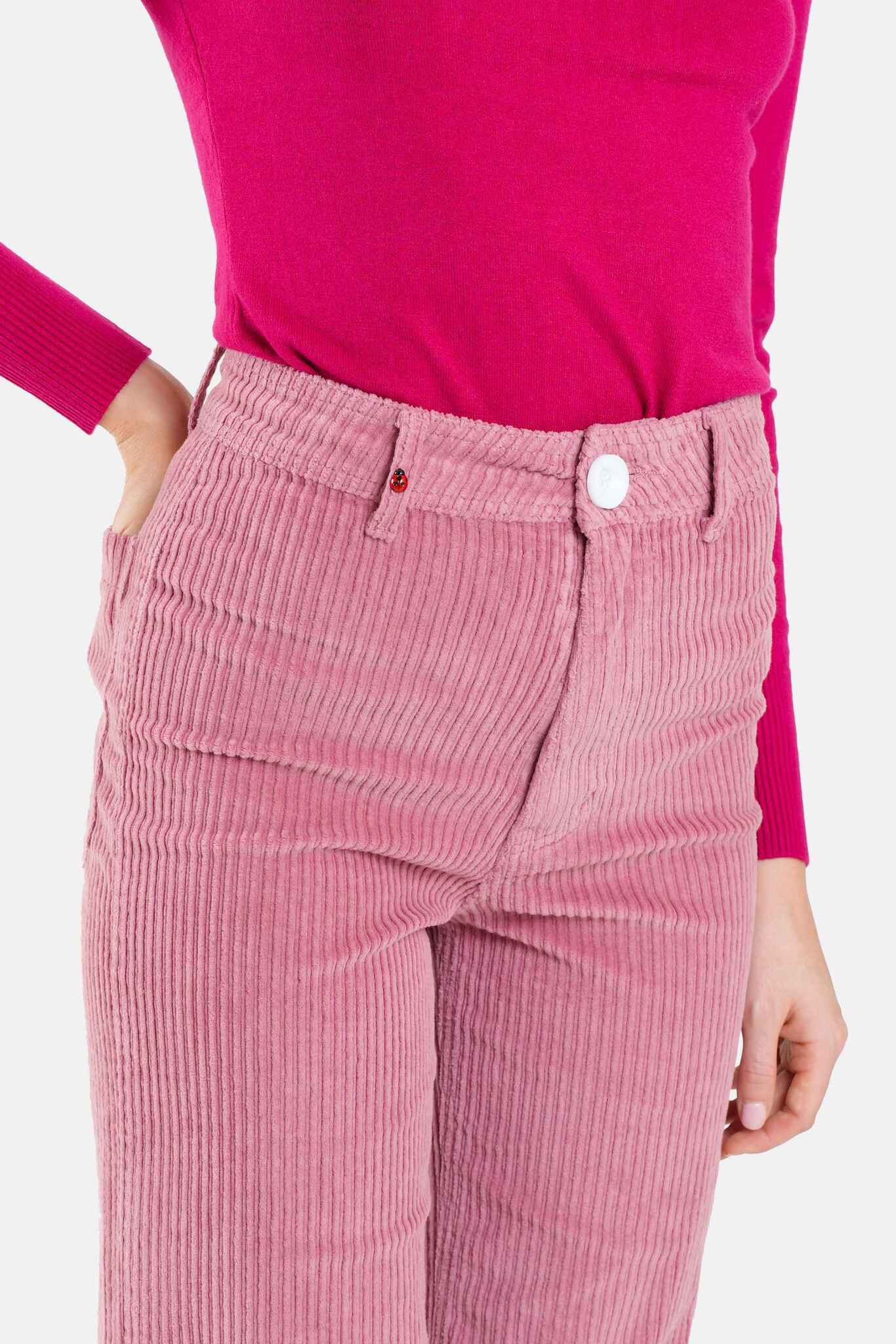 Flared trousers in old pink velvet FAUVE