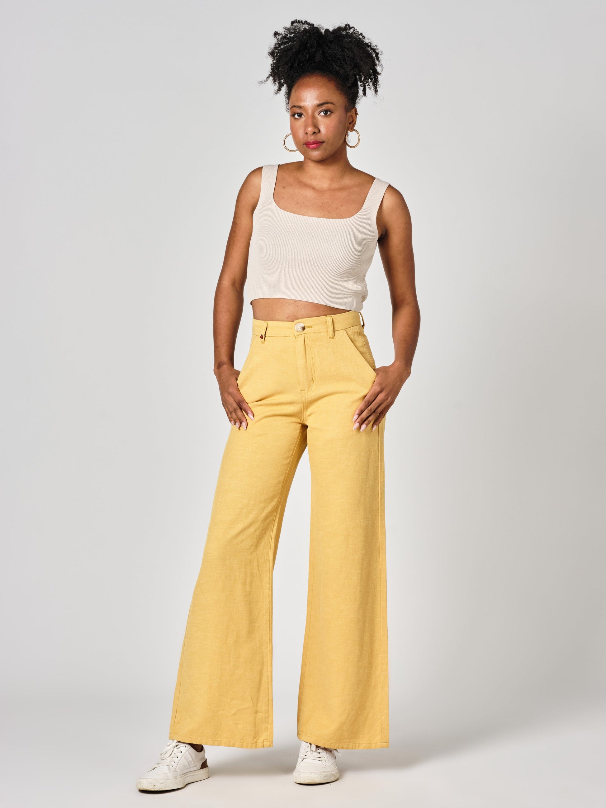 Mustard FLOWER wide leg pants 