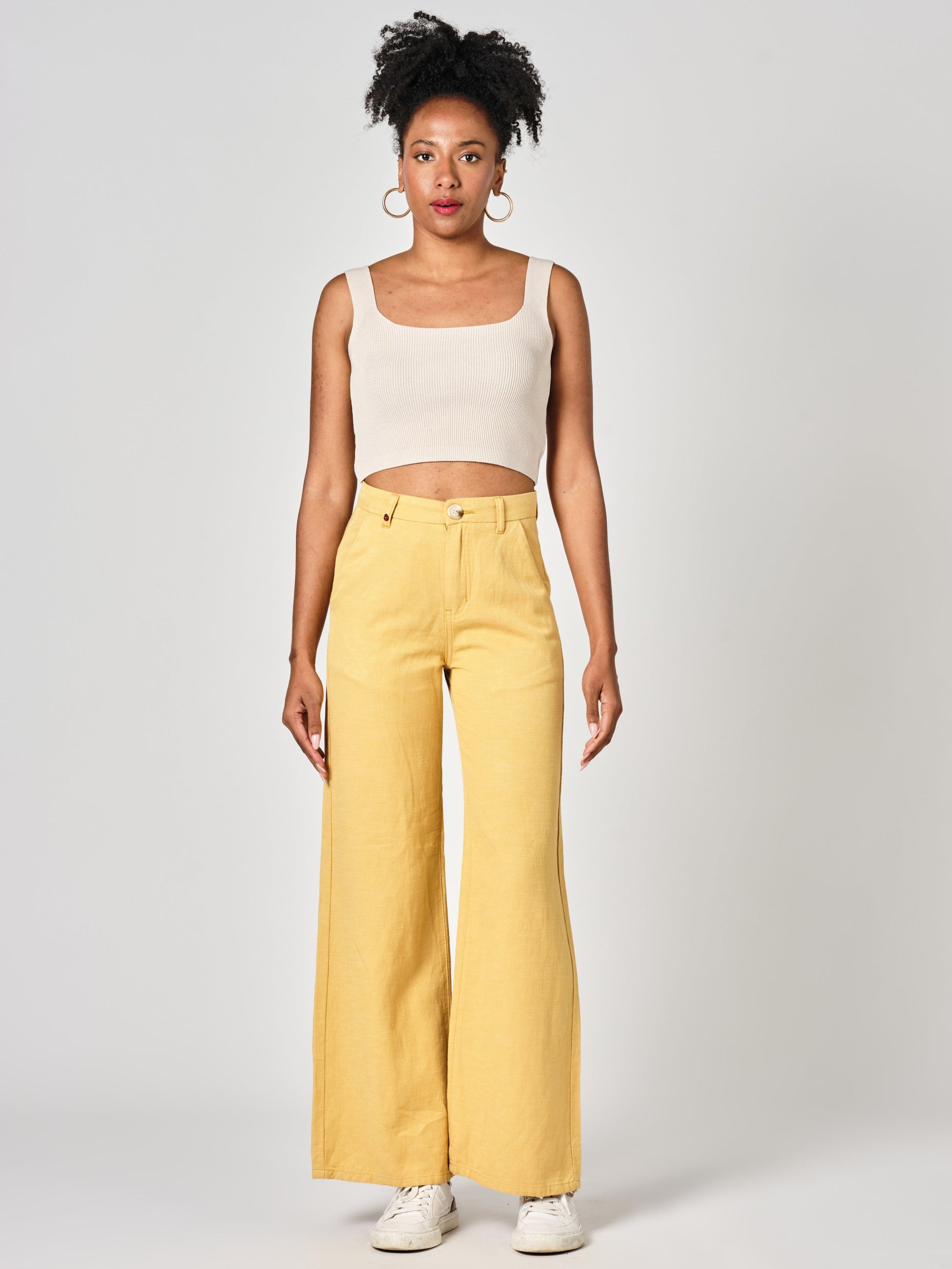 Mustard FLOWER wide leg pants 