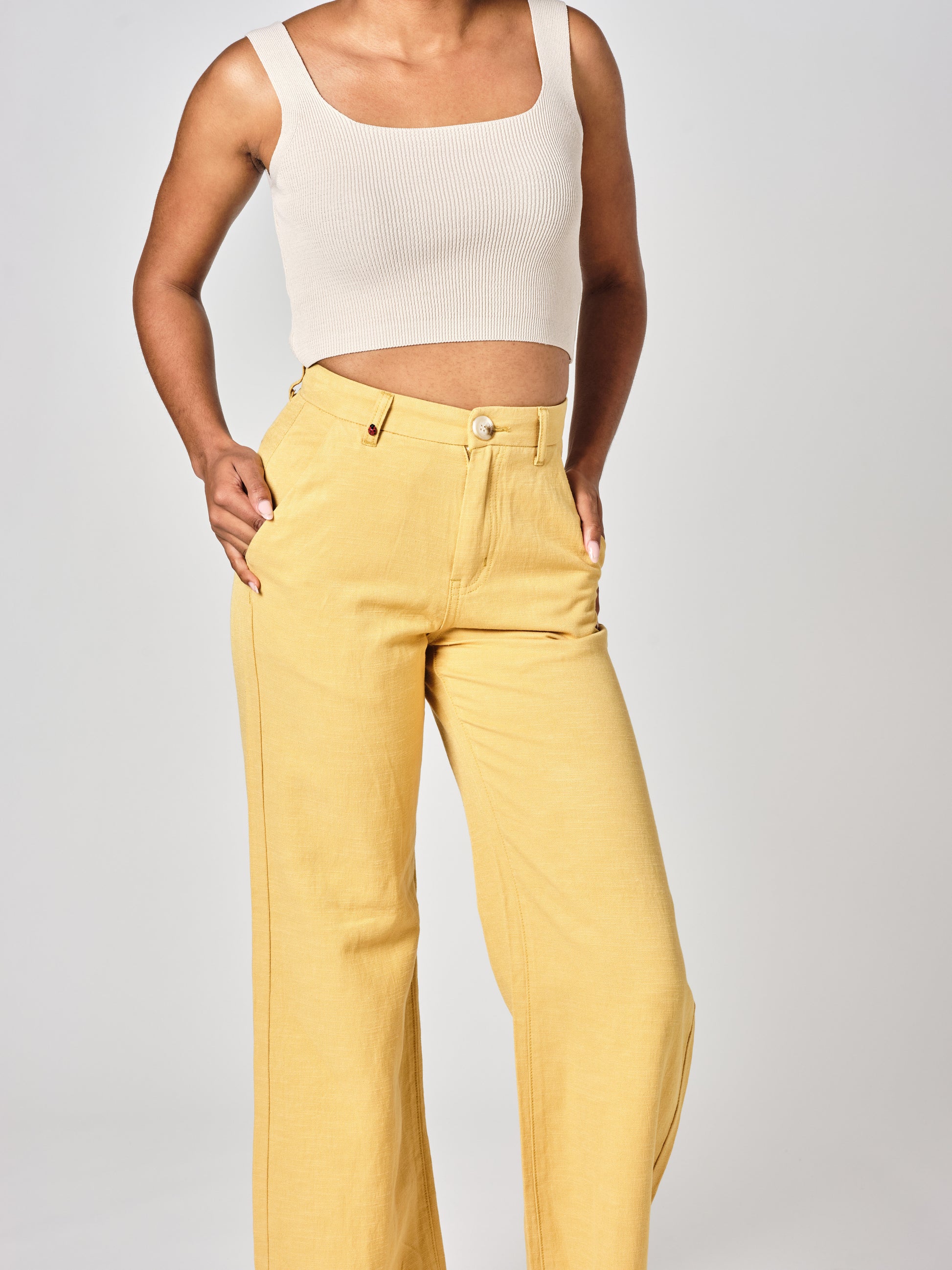 Mustard FLOWER wide leg pants 