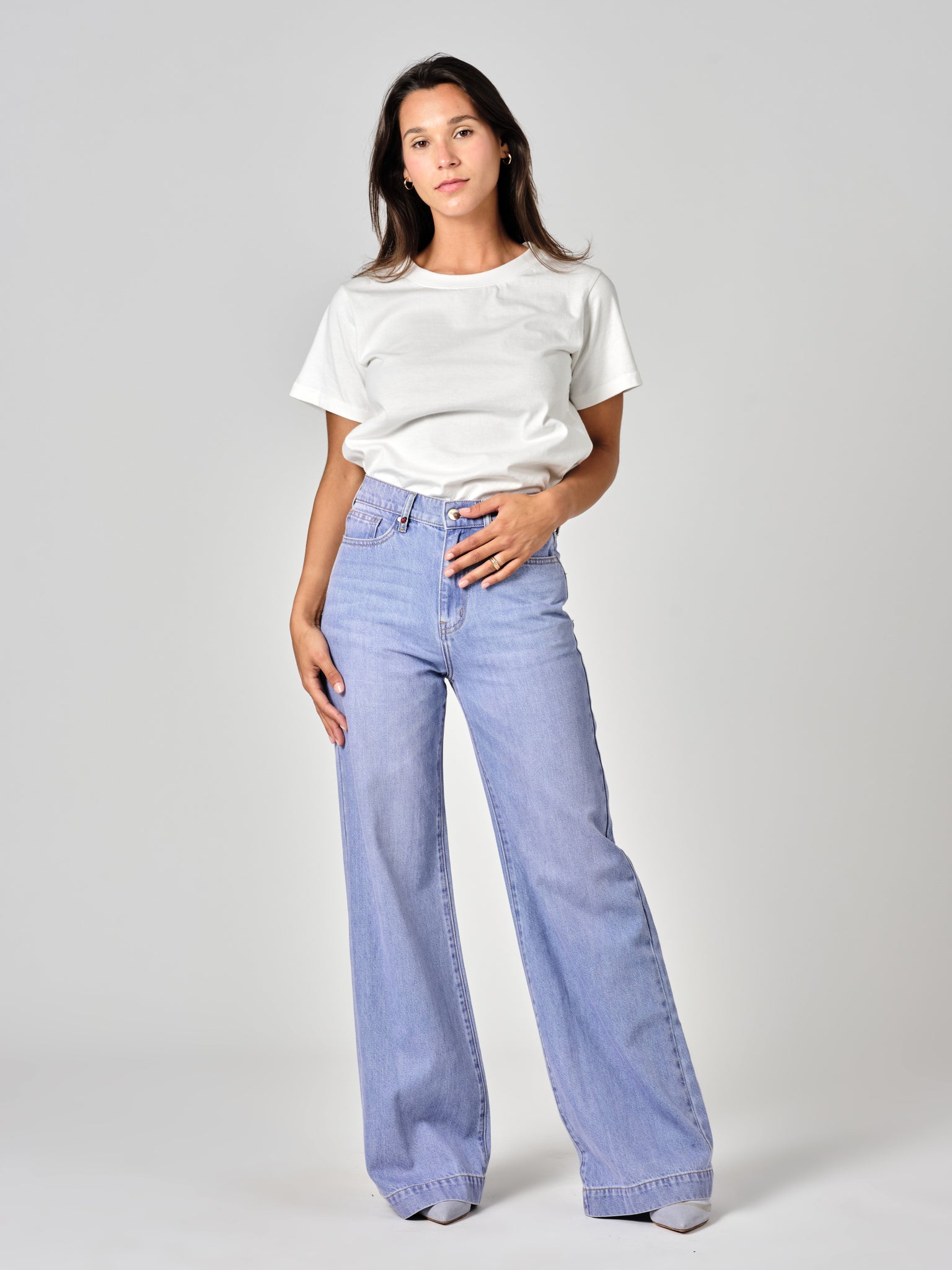 Jean large violet bleu FLEURE