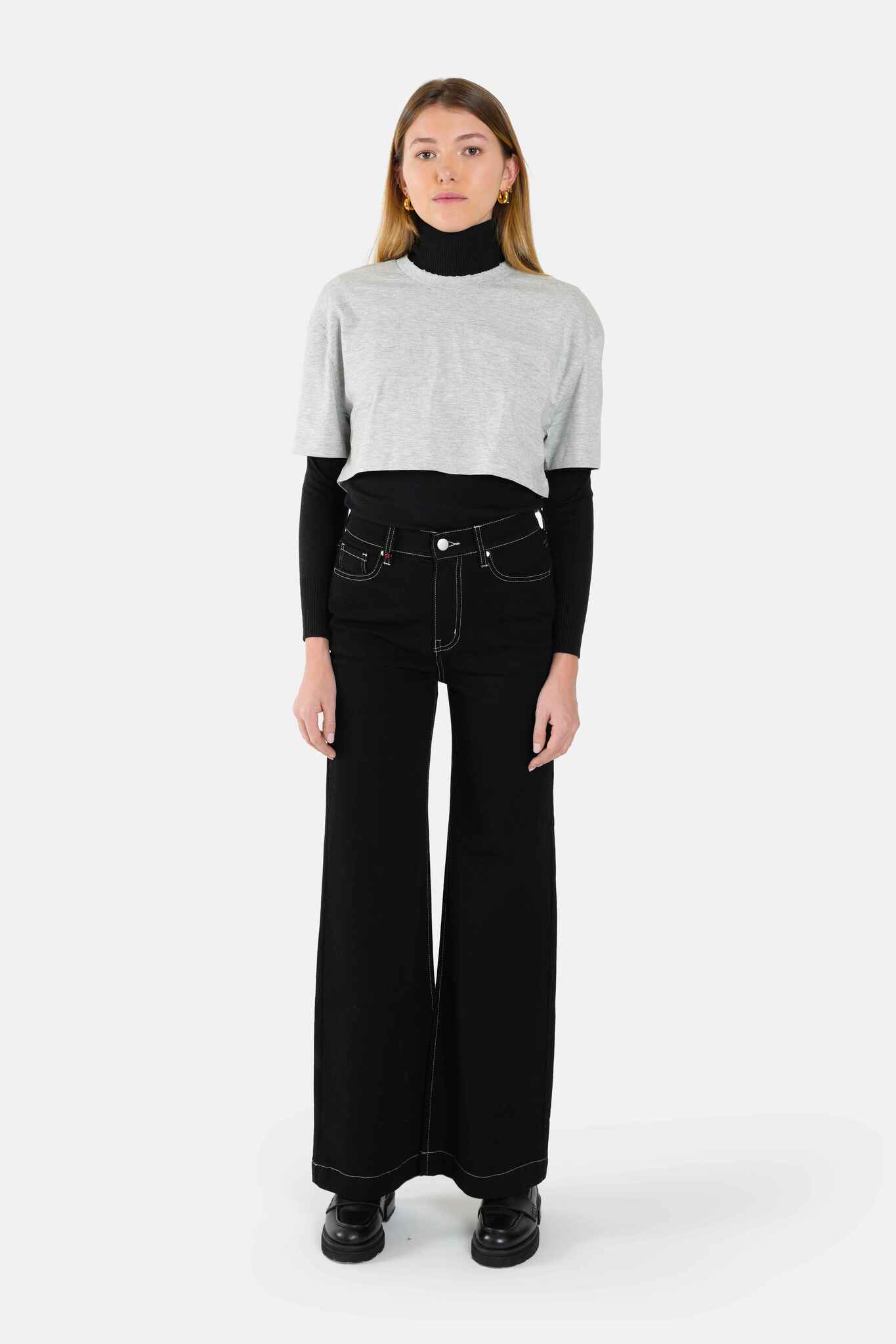 Jean large FLEURE noir