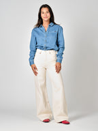 Wide greige FLOWER jeans 