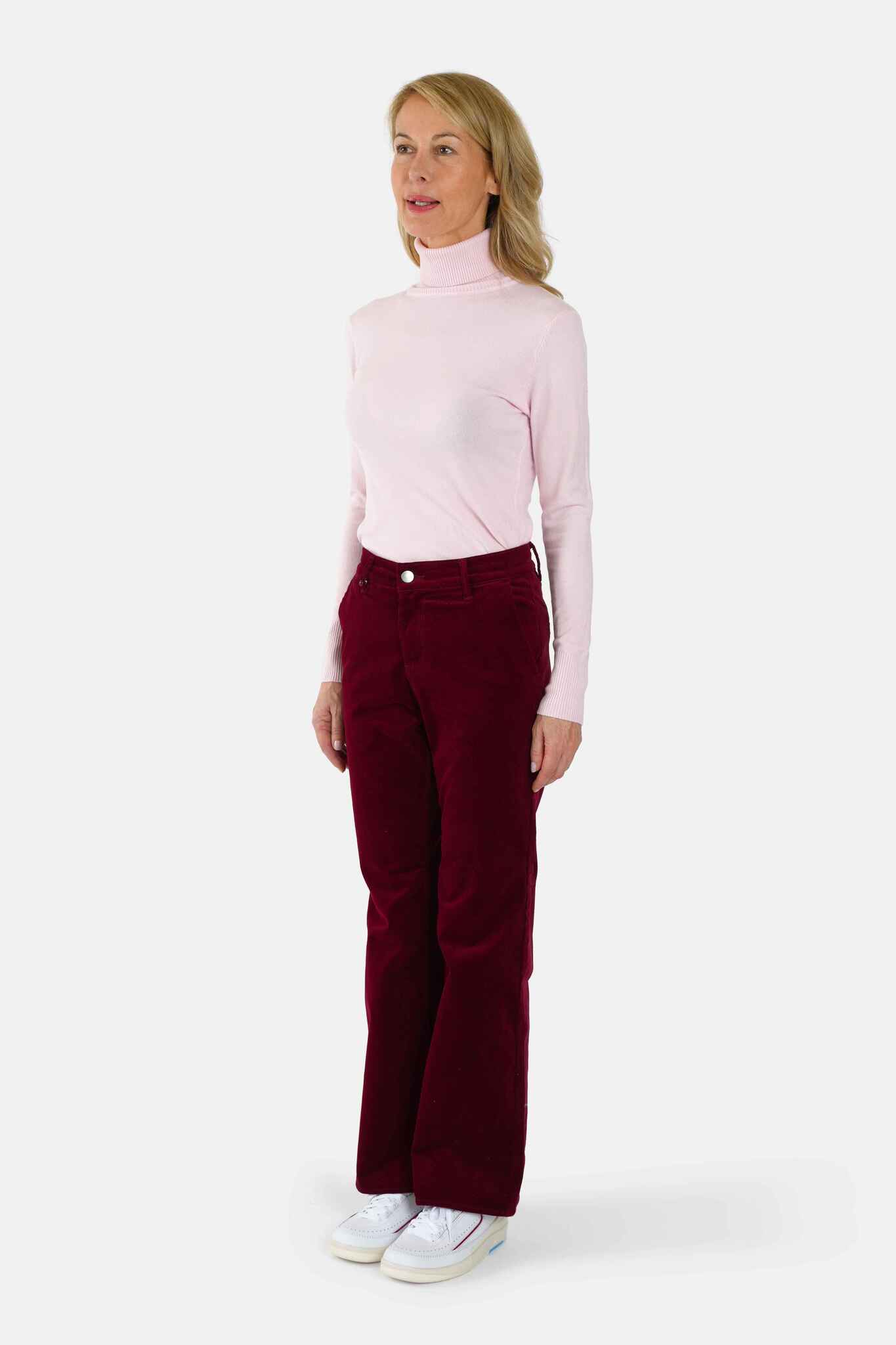 Pantalon évasé en velours rouge FLORENCE V