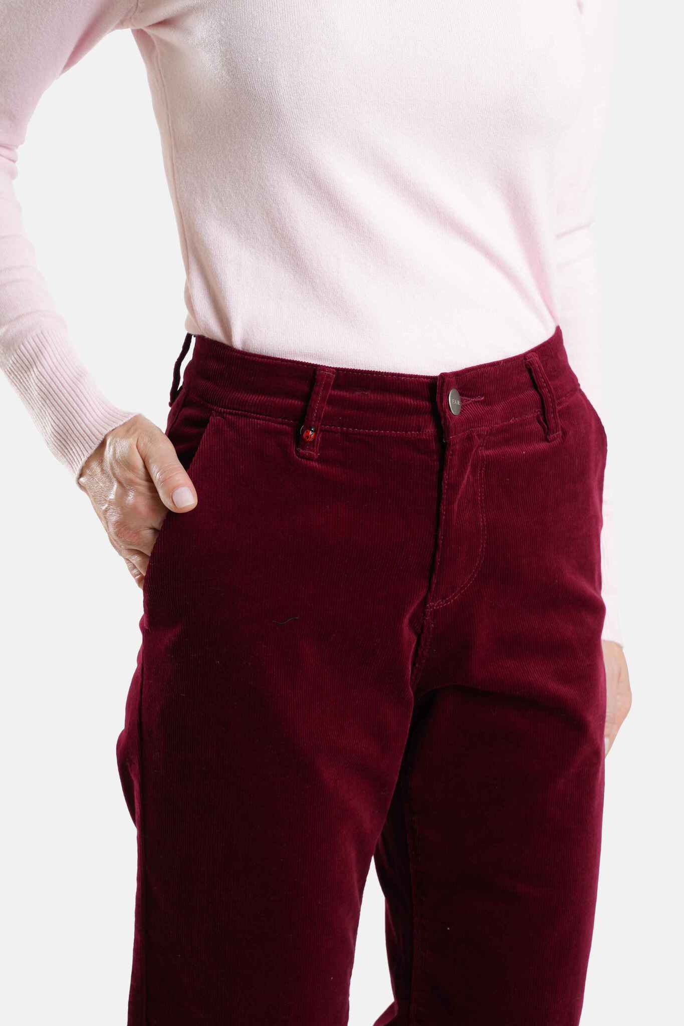 Pantalon évasé en velours rouge FLORENCE V