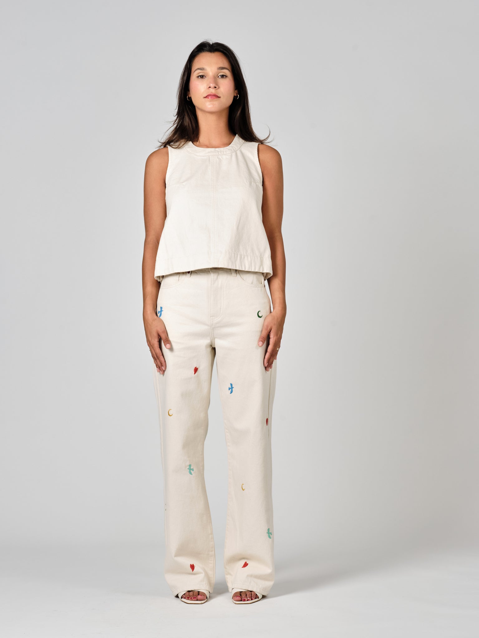 FOREST LUNA greige flared jeans