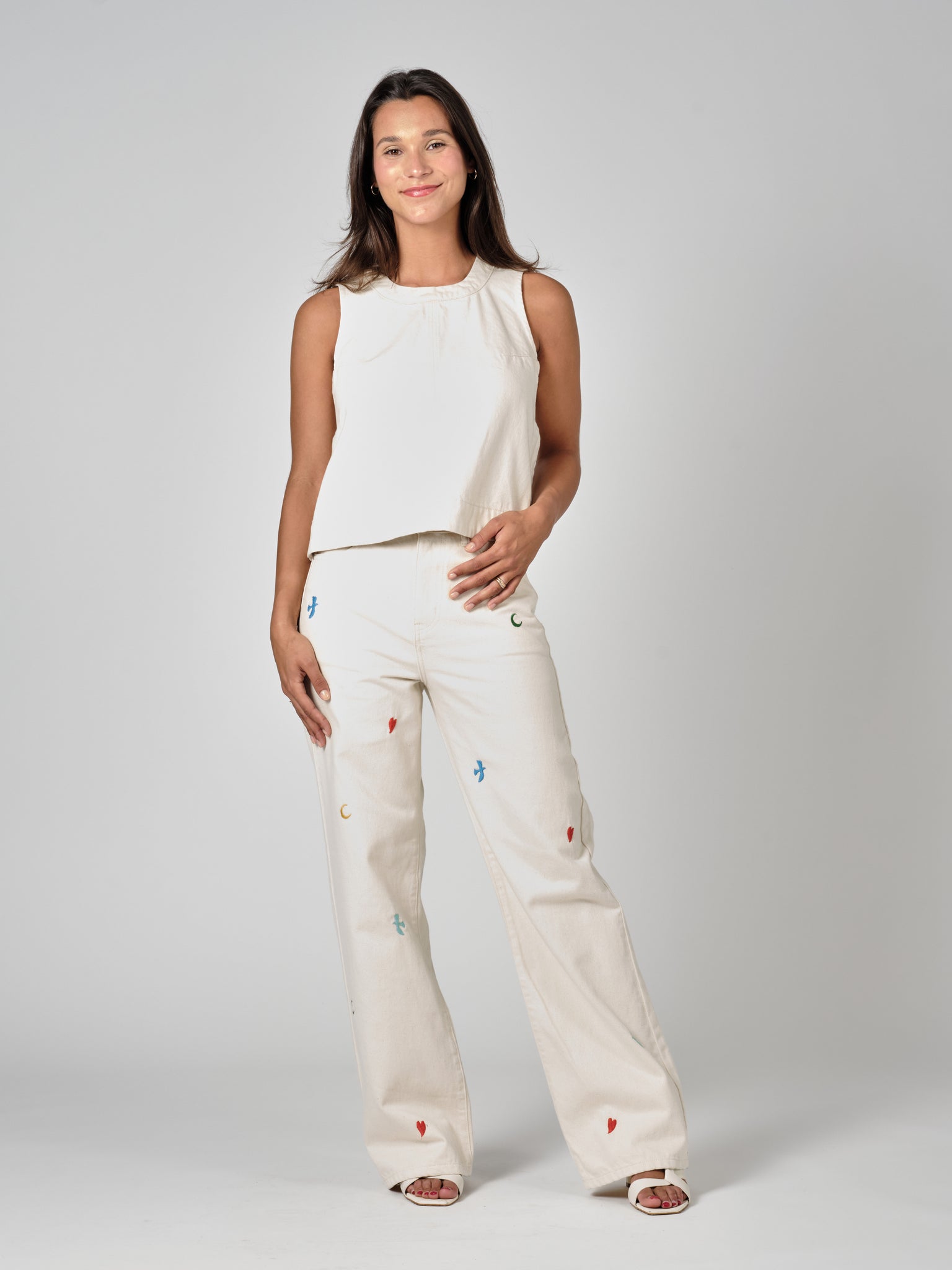 FOREST LUNA greige flared jeans