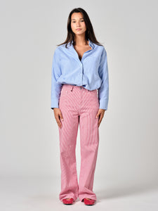 Red FOREST STRIPE flared jeans
