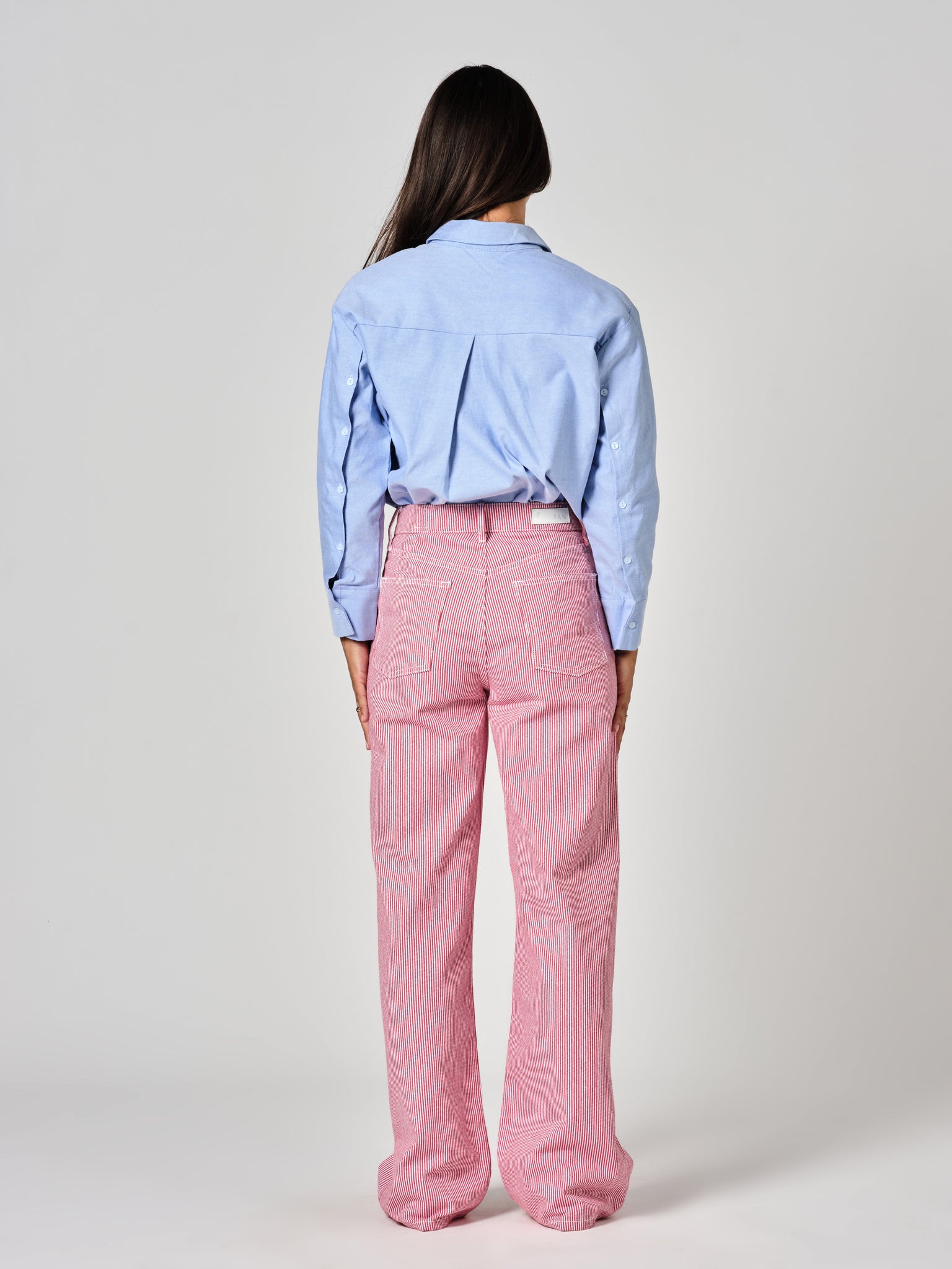 Red FOREST STRIPE flared jeans