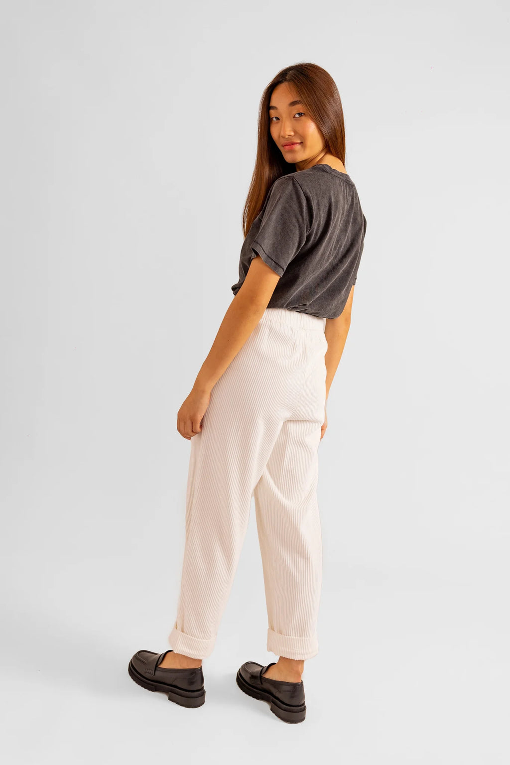 Comfortable white velvet Mom pants FRANCE