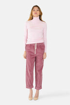 Comfortable pink velvet Mom pants FRANCE