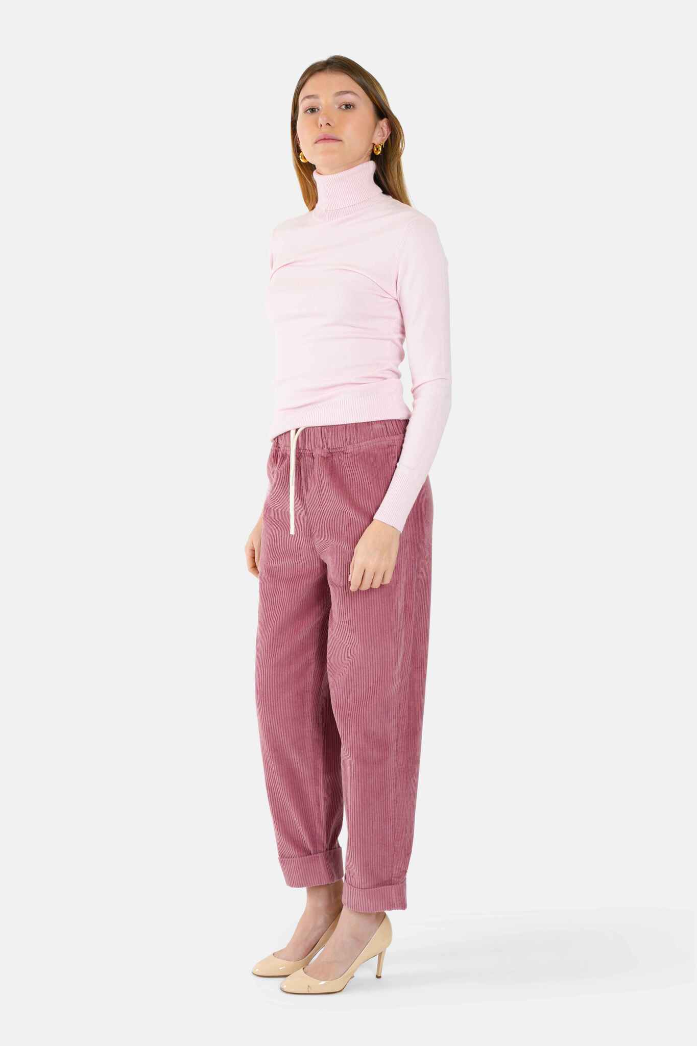 Comfortable pink velvet Mom pants FRANCE