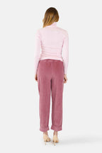 Comfortable pink velvet Mom pants FRANCE