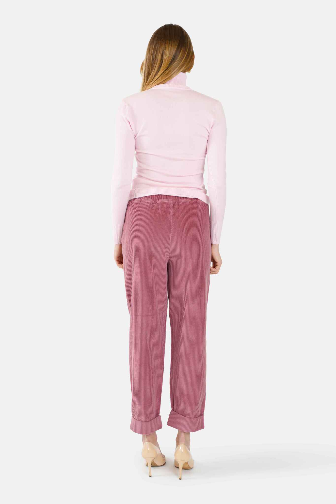 Comfortable pink velvet Mom pants FRANCE
