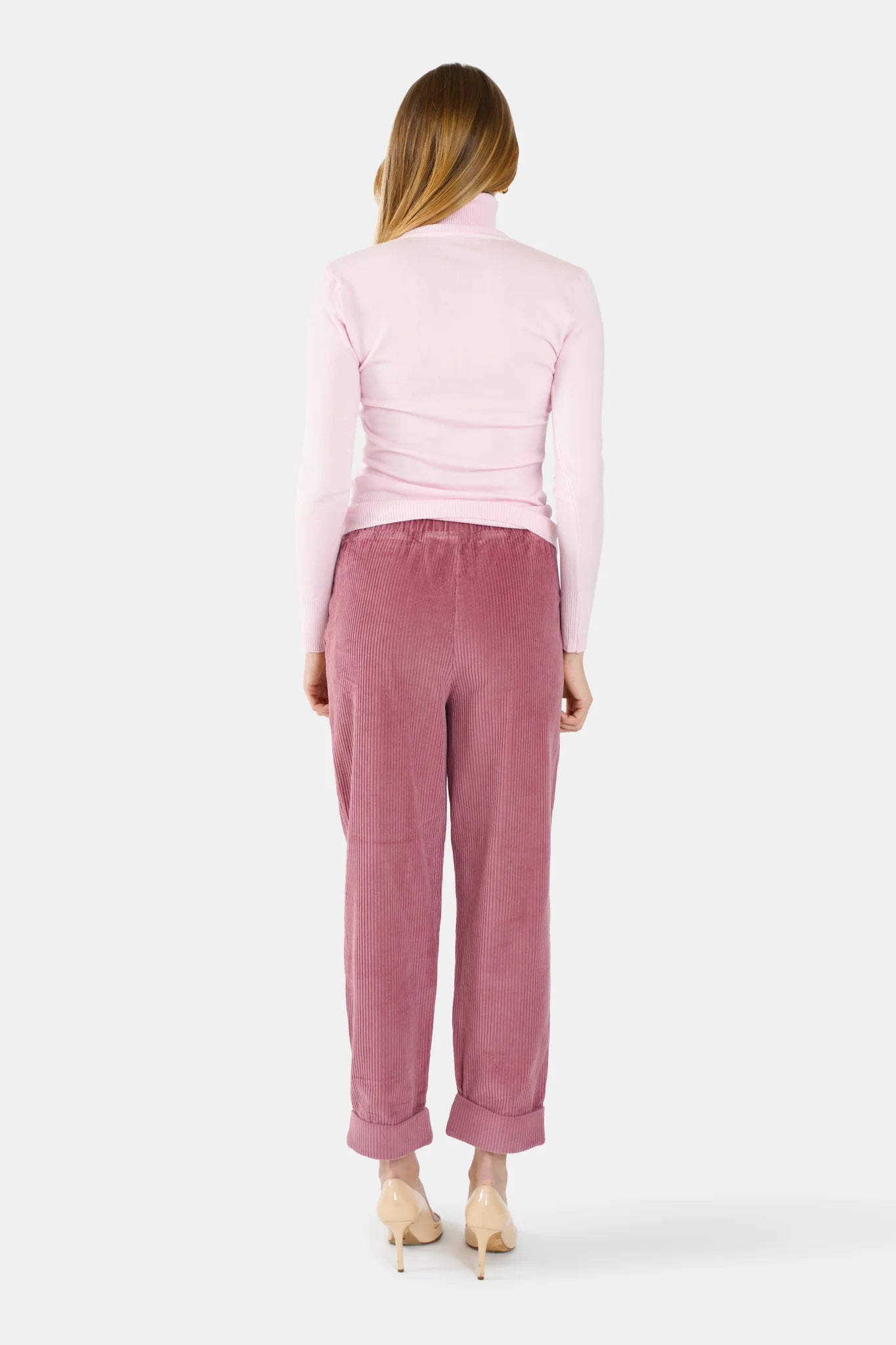 Comfortable pink velvet Mom pants FRANCE