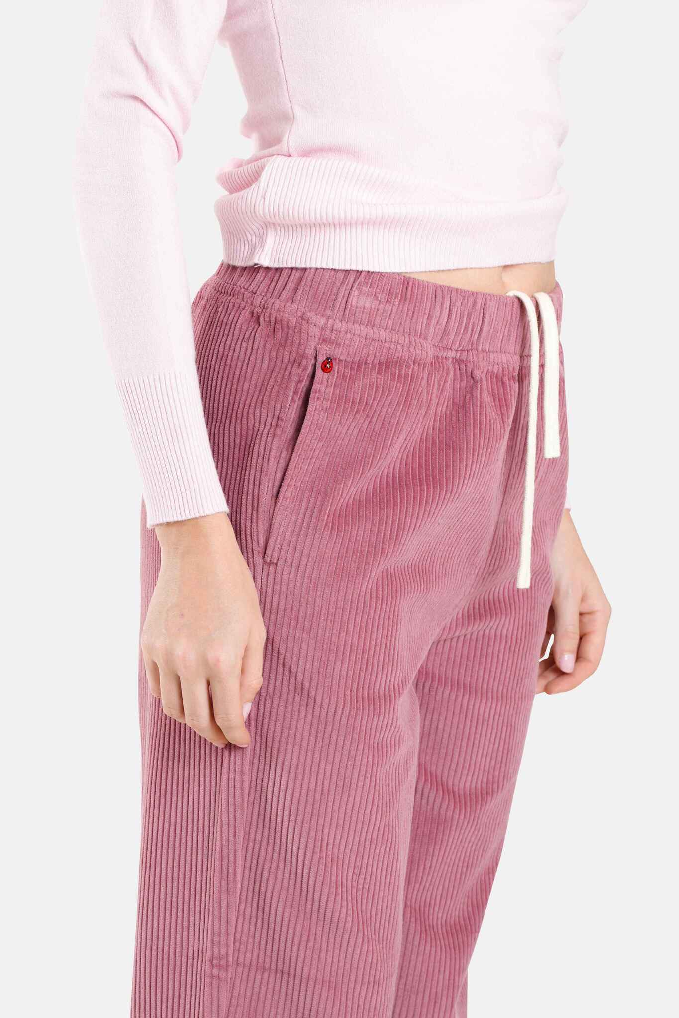 Comfortable pink velvet Mom pants FRANCE