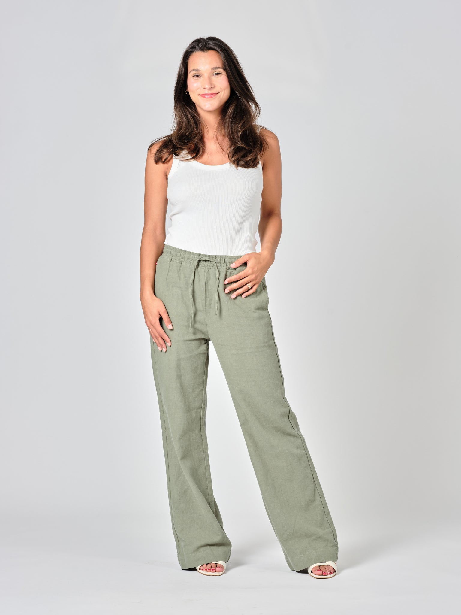 Pantalon évasé vert FRANCINE