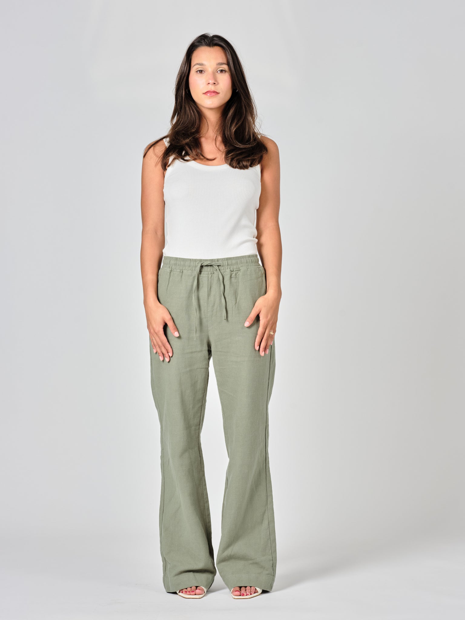 Pantalon évasé vert FRANCINE