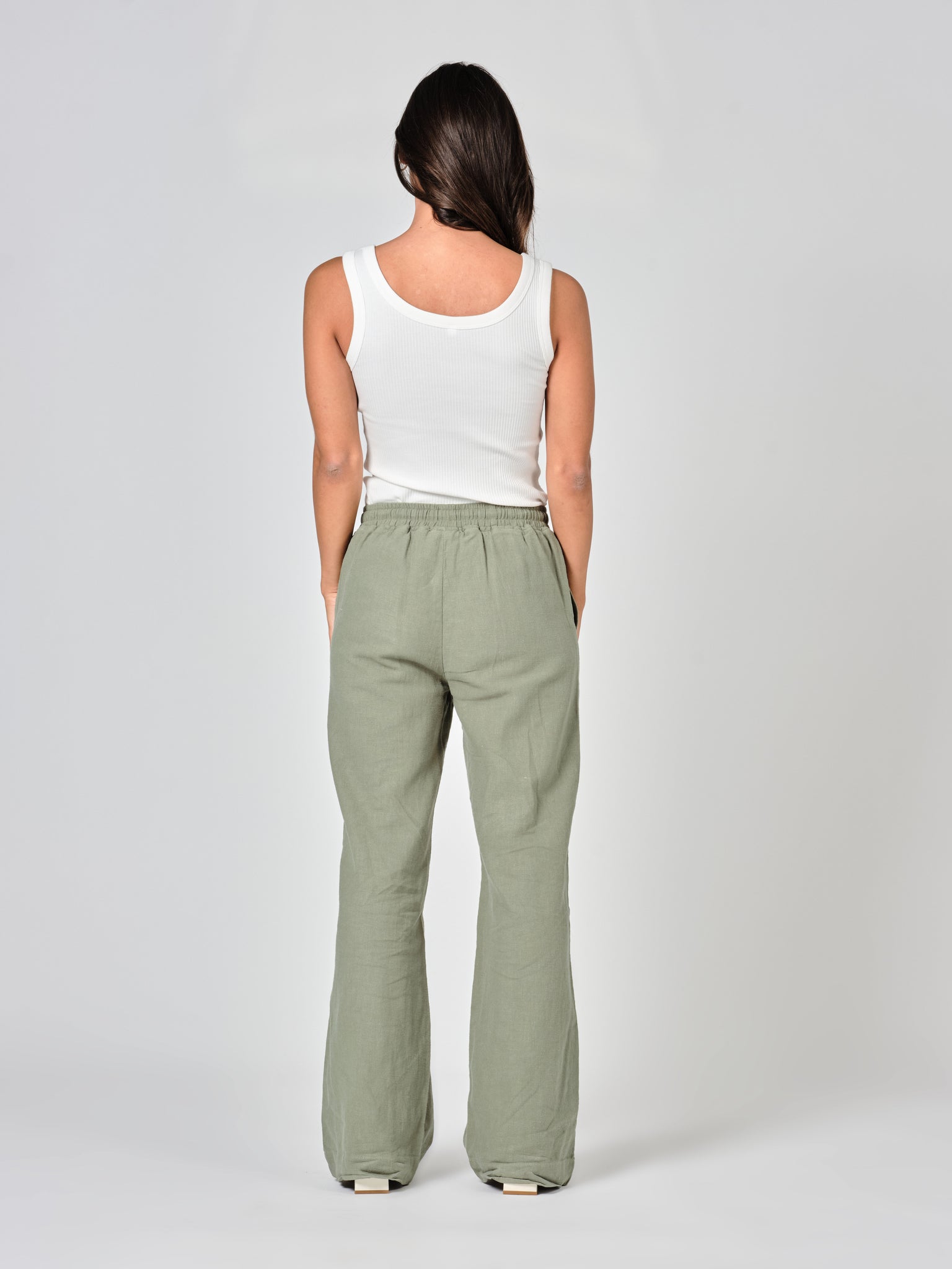 Pantalon évasé vert FRANCINE