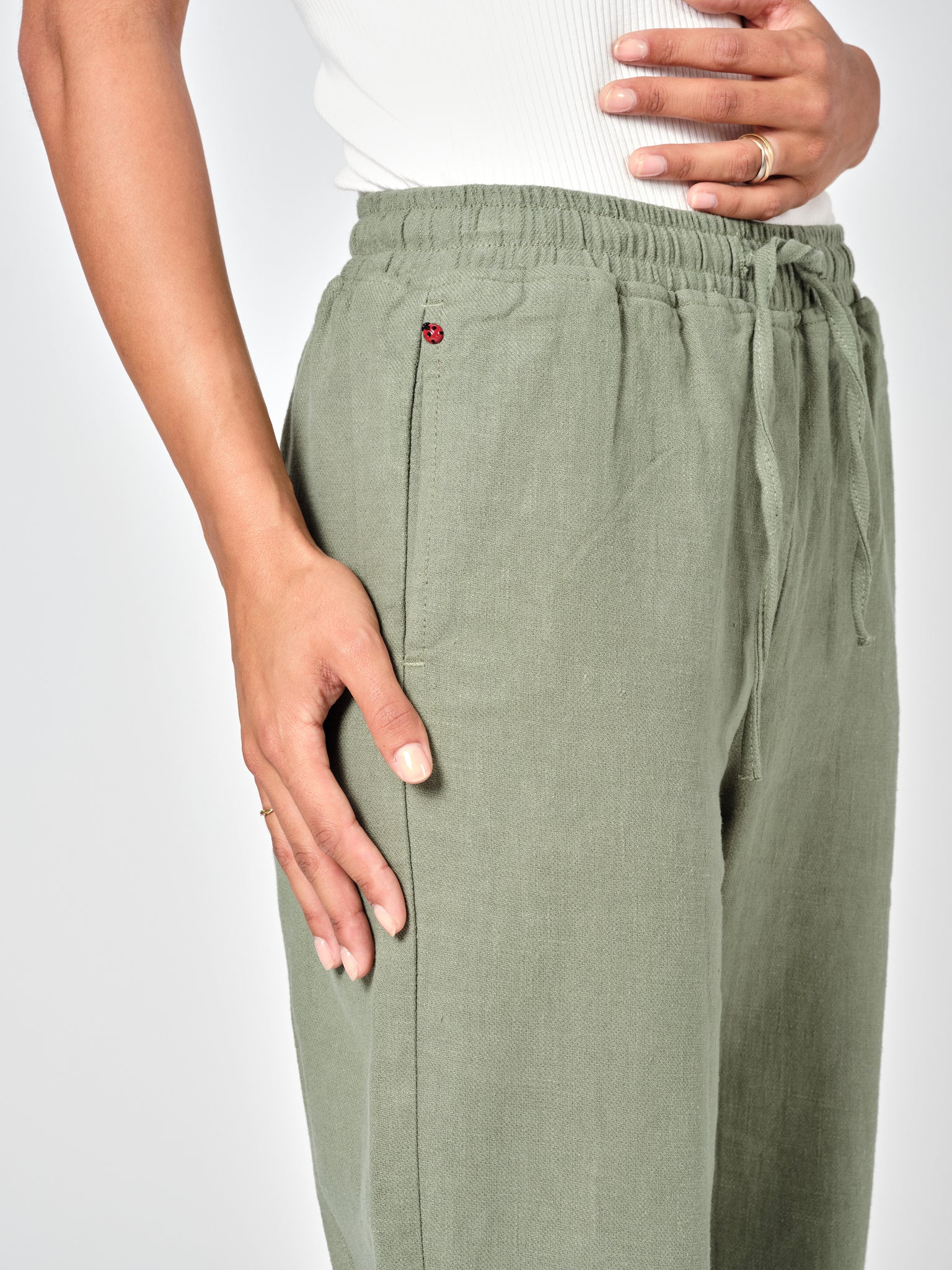 Pantalon évasé vert FRANCINE