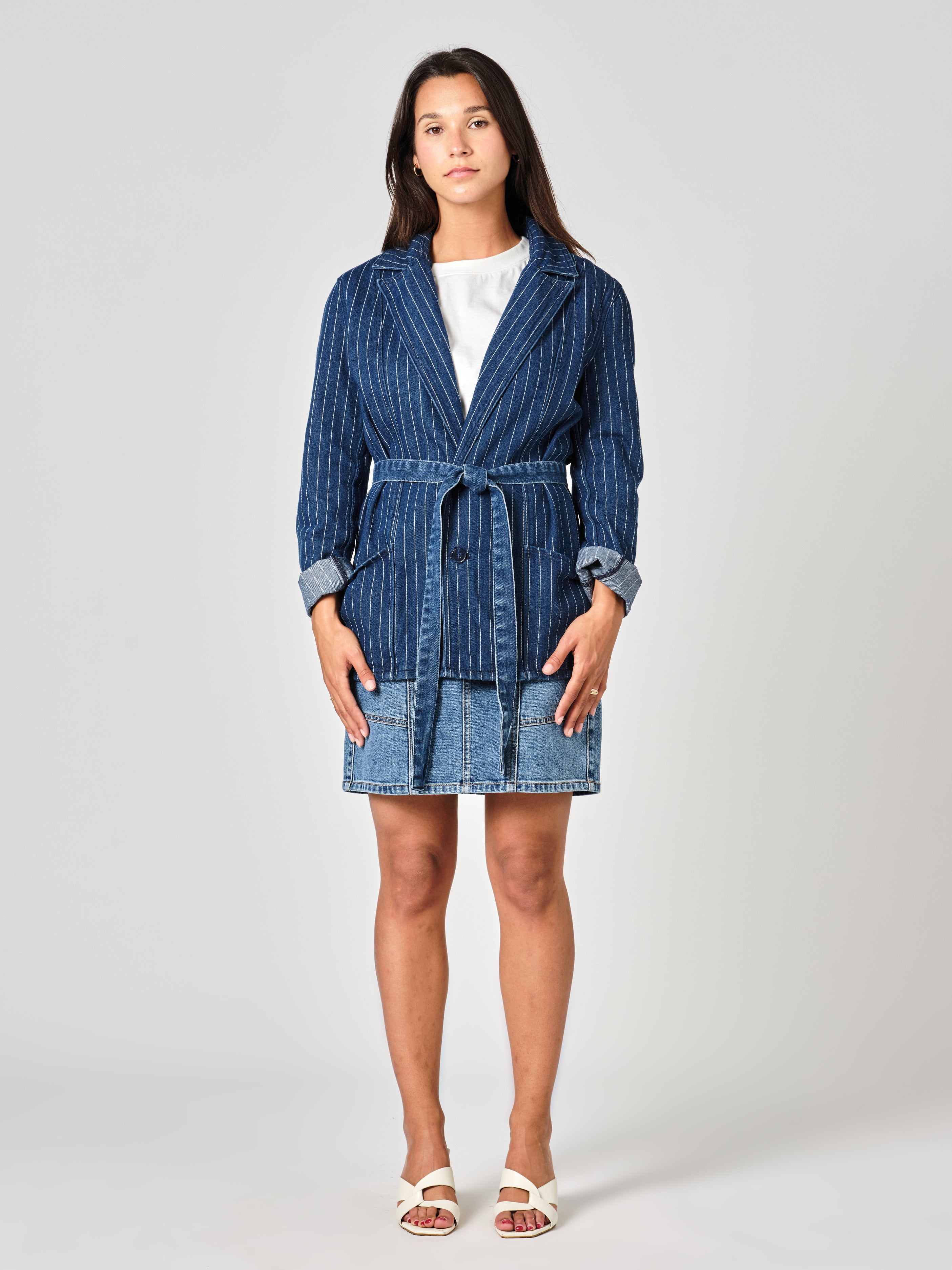 INES STRIPE denim jacket