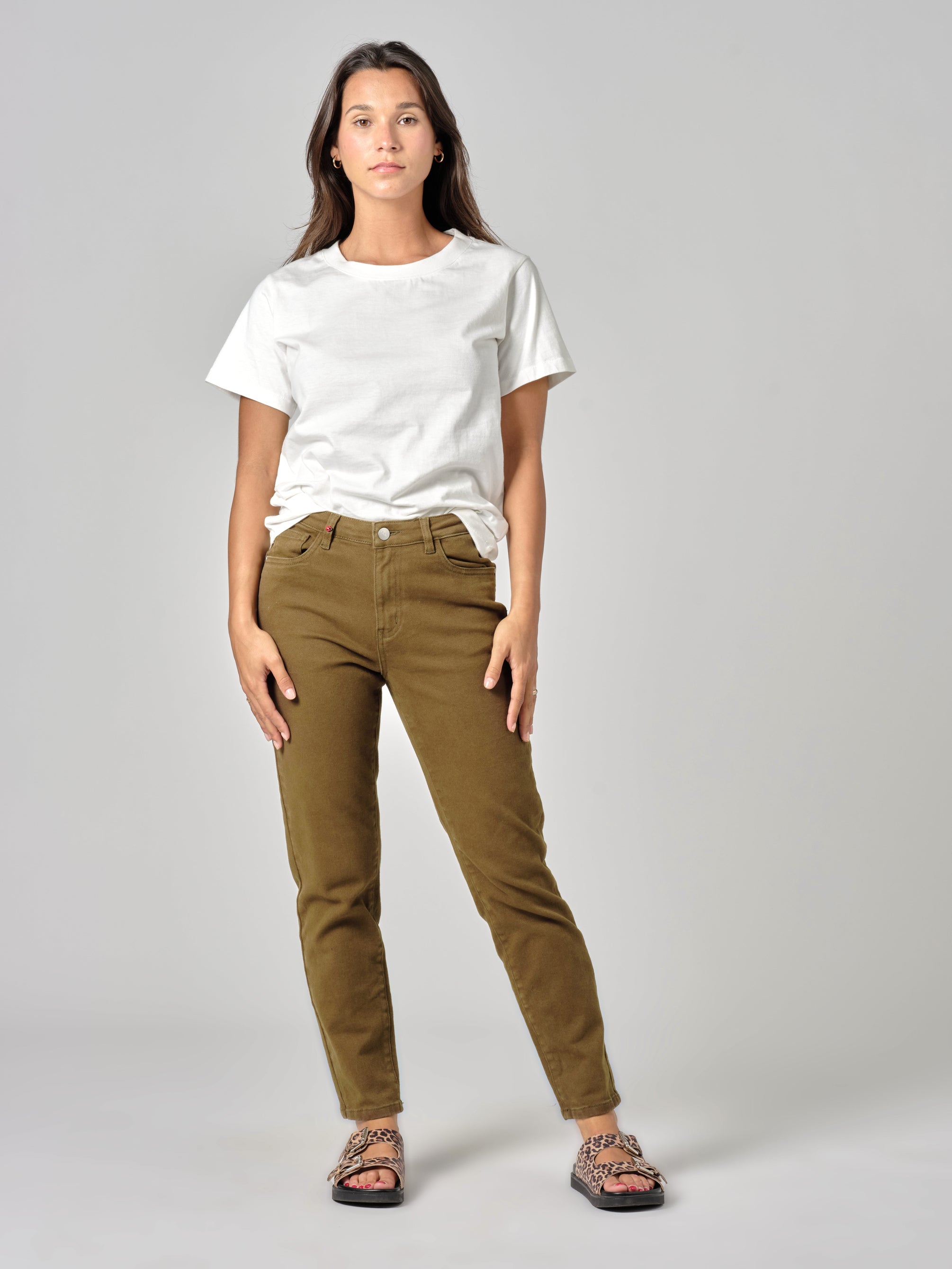 Jean boyfriend slim camel taille haute MAEVA