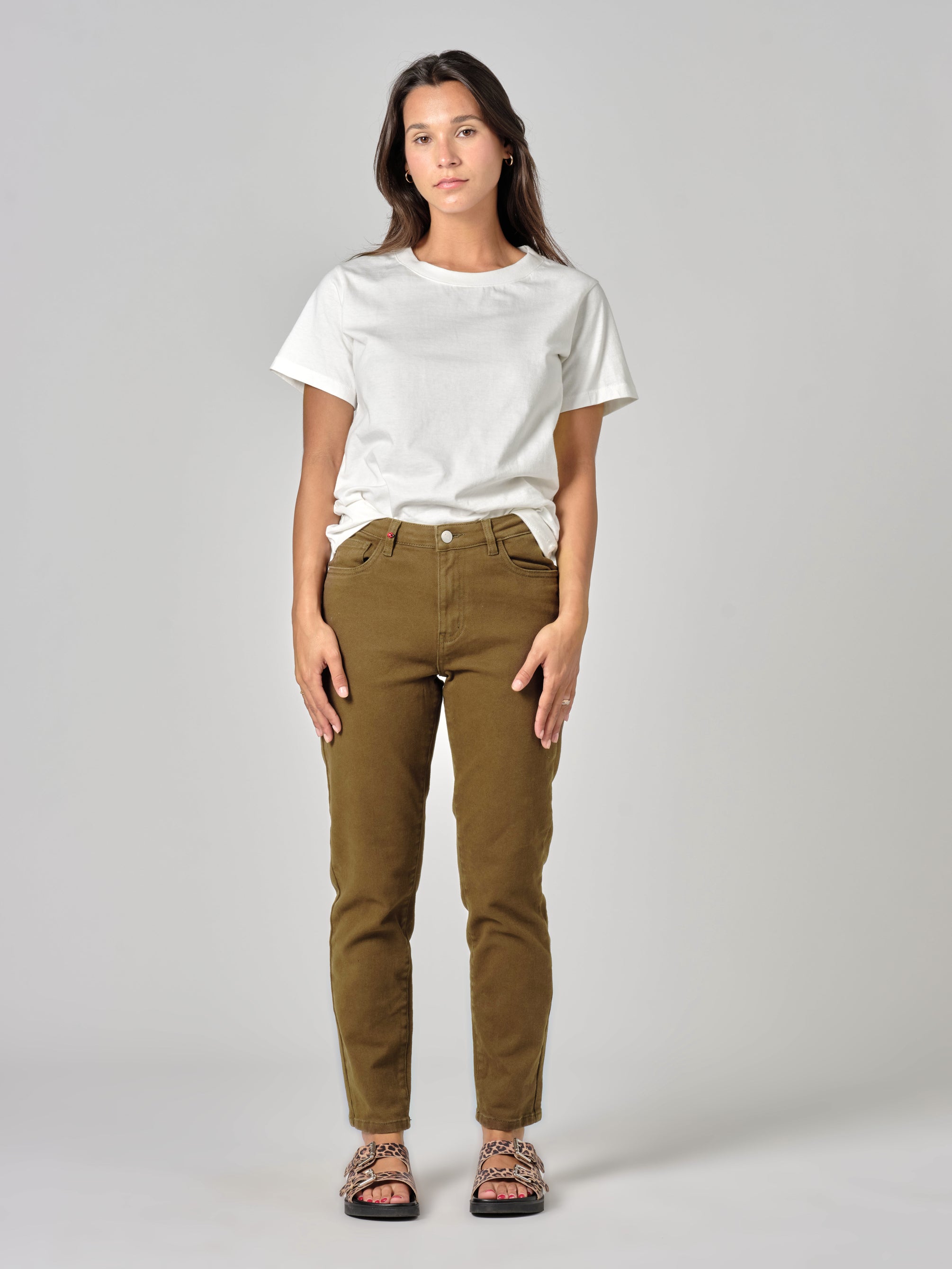 Jean boyfriend slim camel taille haute MAEVA